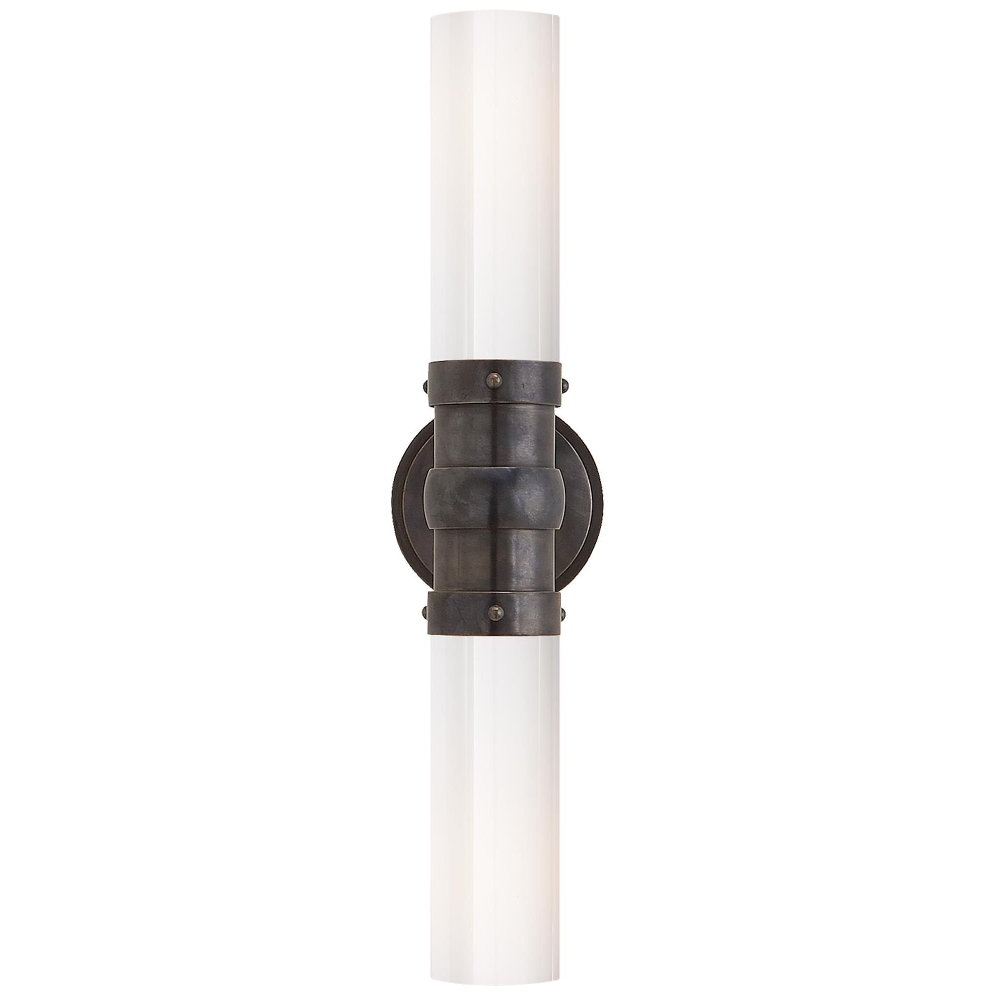 Shown in Bronze finish and White glass