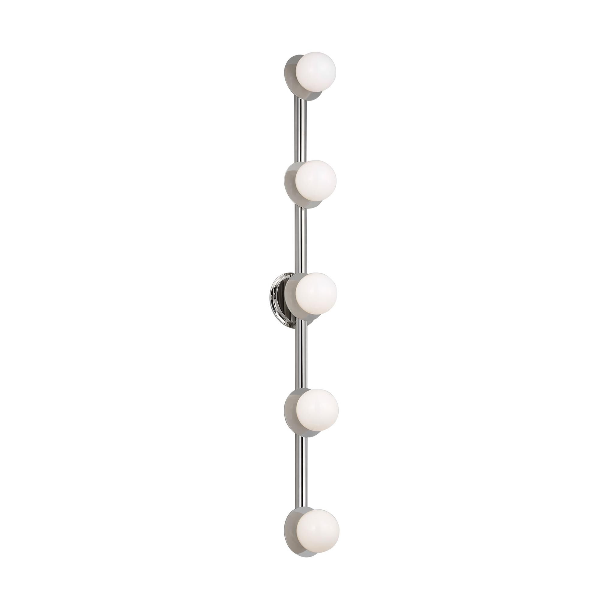 Shown in Polished Nickel finish and Milk glass