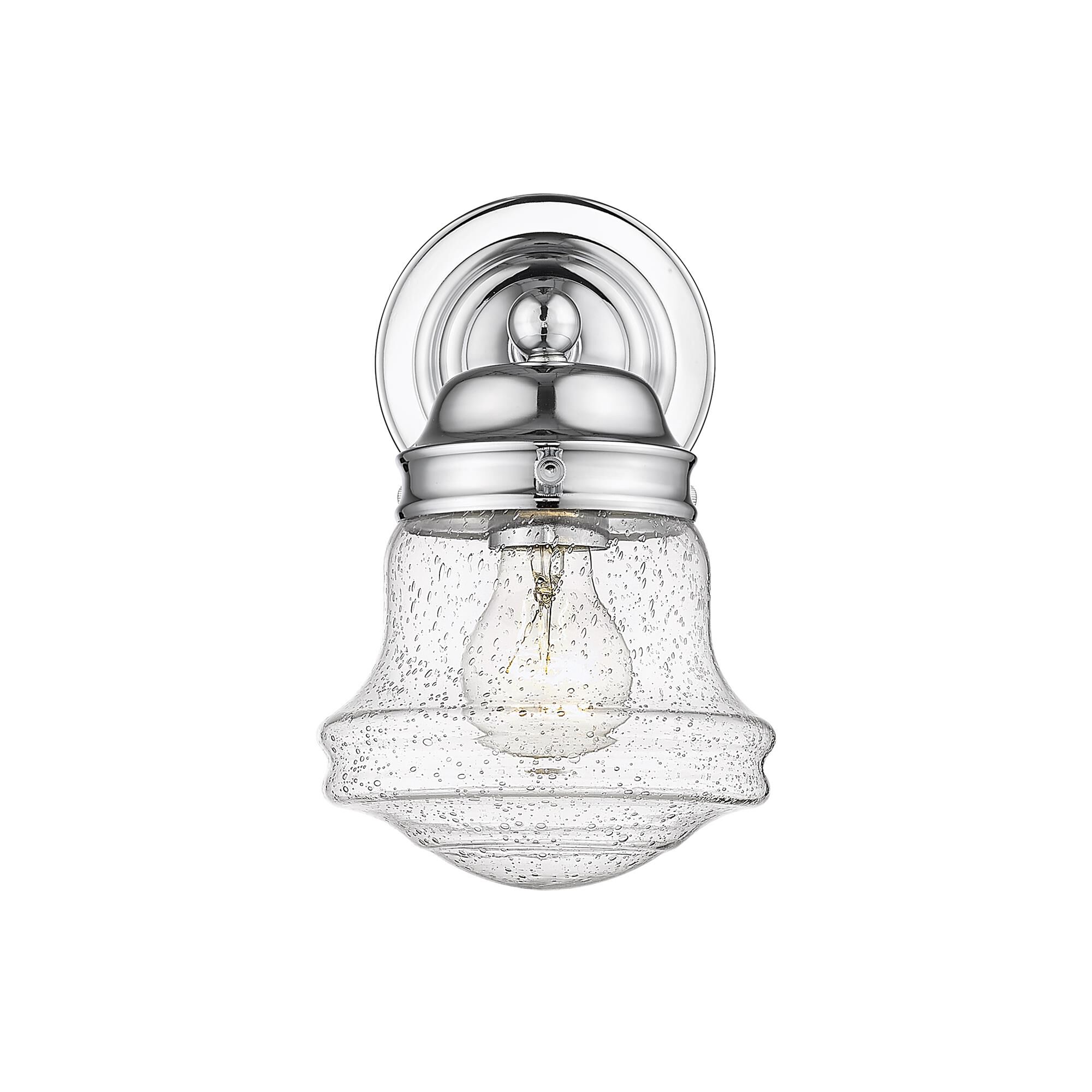 Shown in Chrome finish and Glass shade