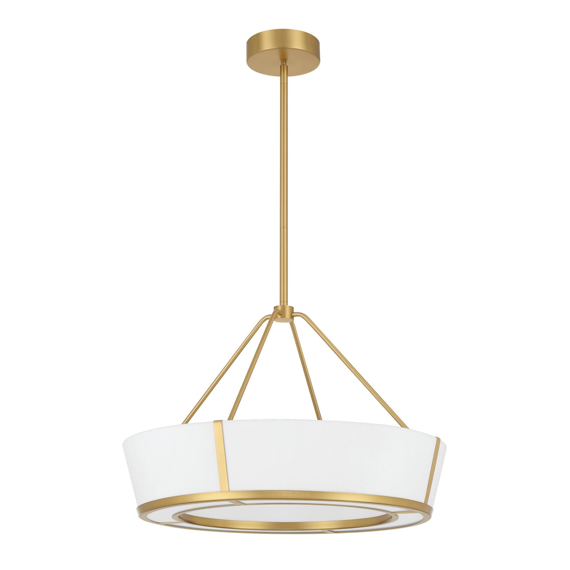 Shown in Luxe Gold finish and Fabric glass and Fabric shade