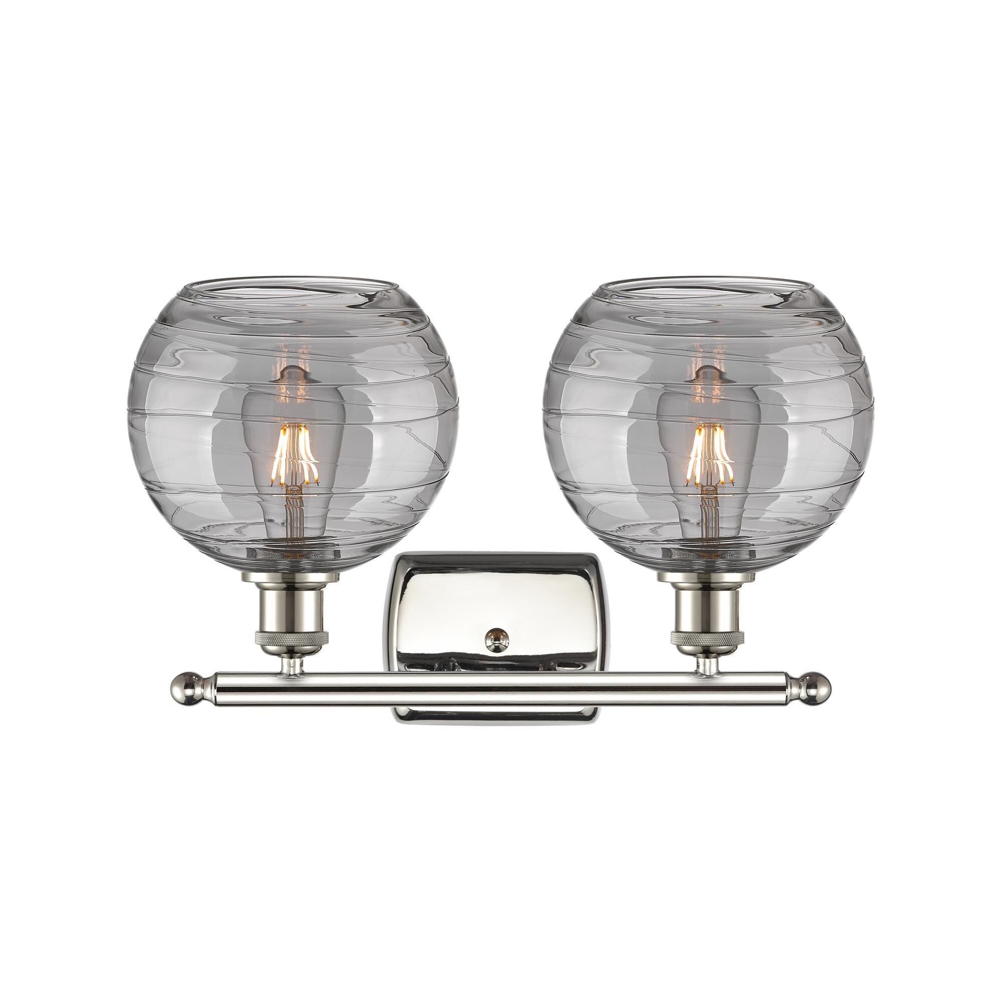 Shown in Polished Nickel finish and Light Smoke Deco Swirl glass