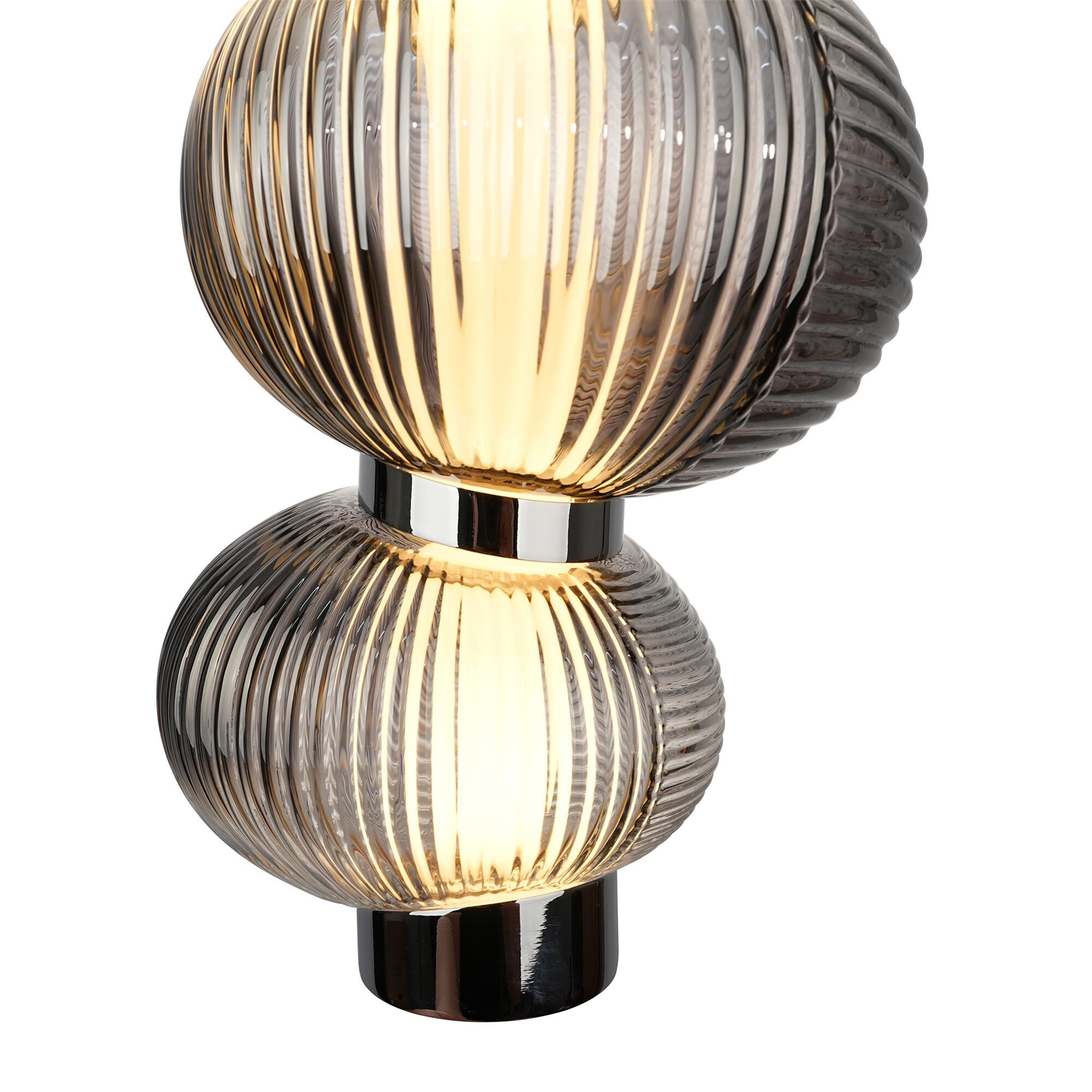 Shown in Chrome finish and Ribbed Smoke Ombre glass
