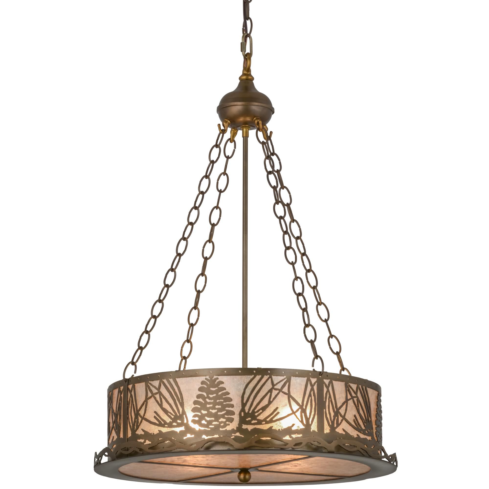Shown in Antique Copper Finish finish and Silver Mica glass