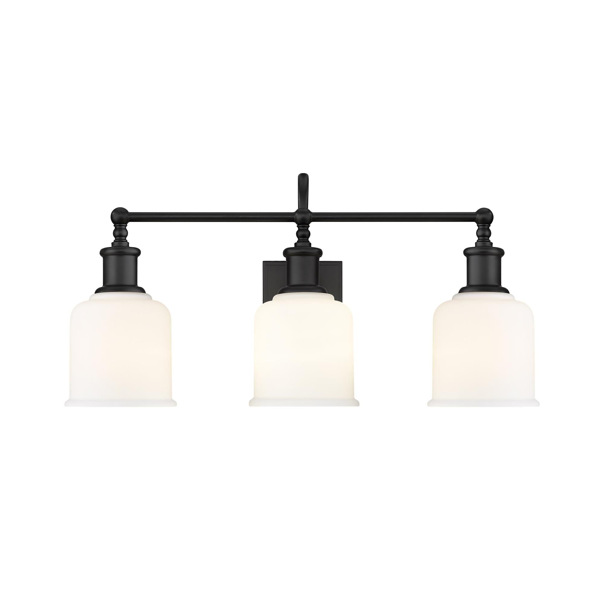 Shown in Matte Black finish and Glass shade