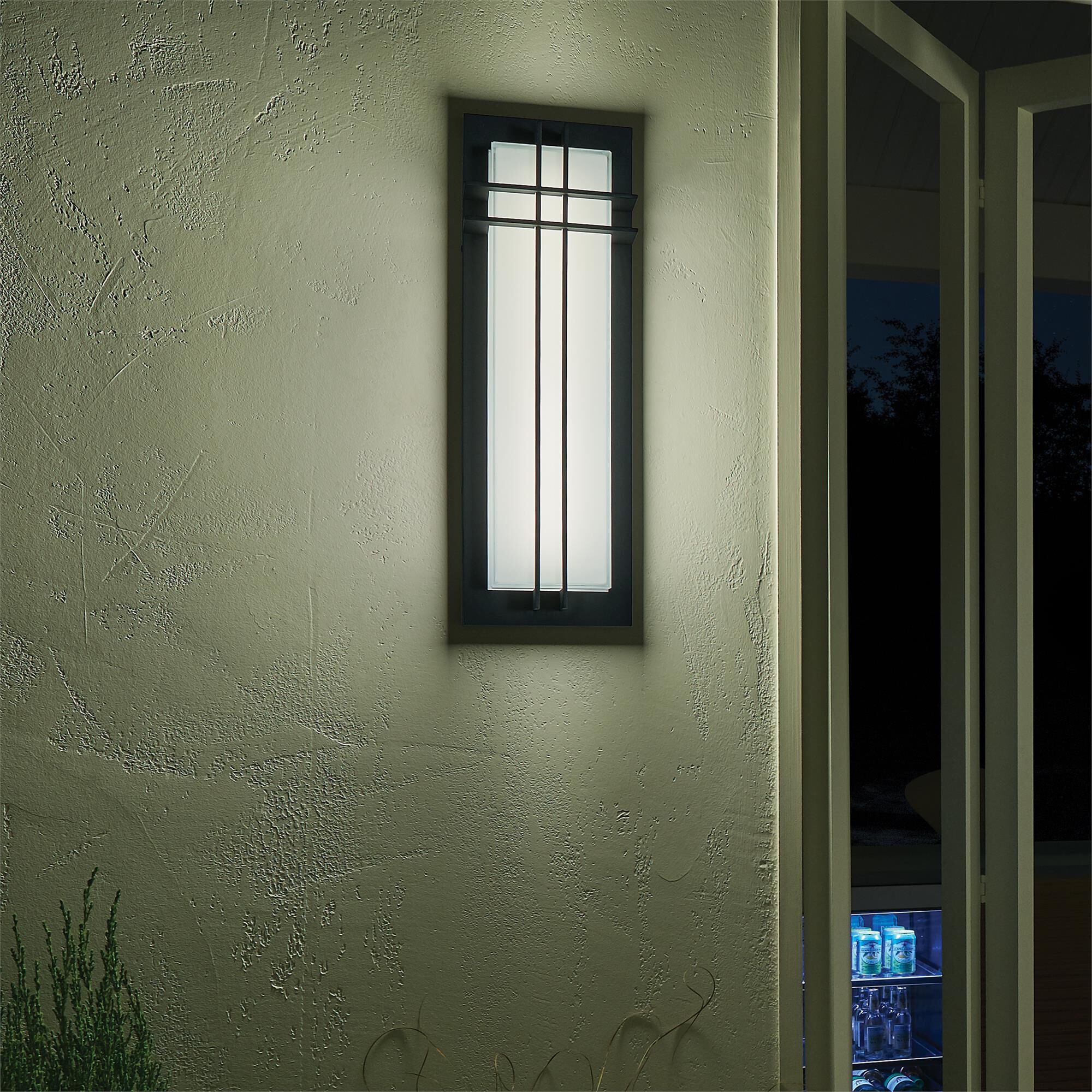 Shown in Textured Black finish and White glass