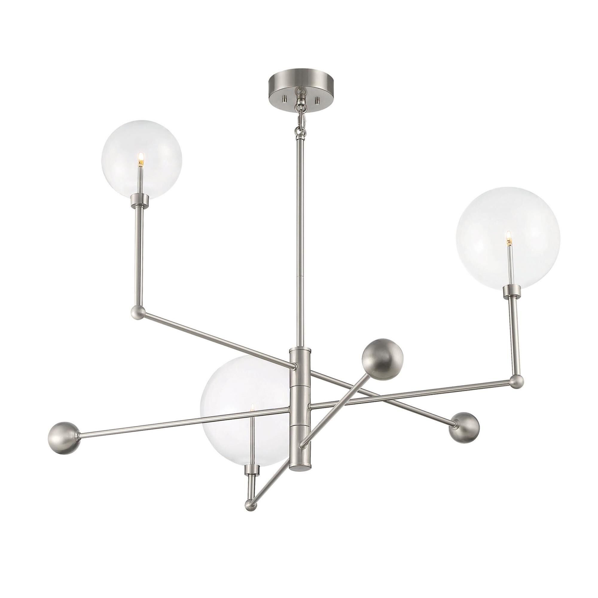 Shown in Brushed Nickel finish and Clear glass