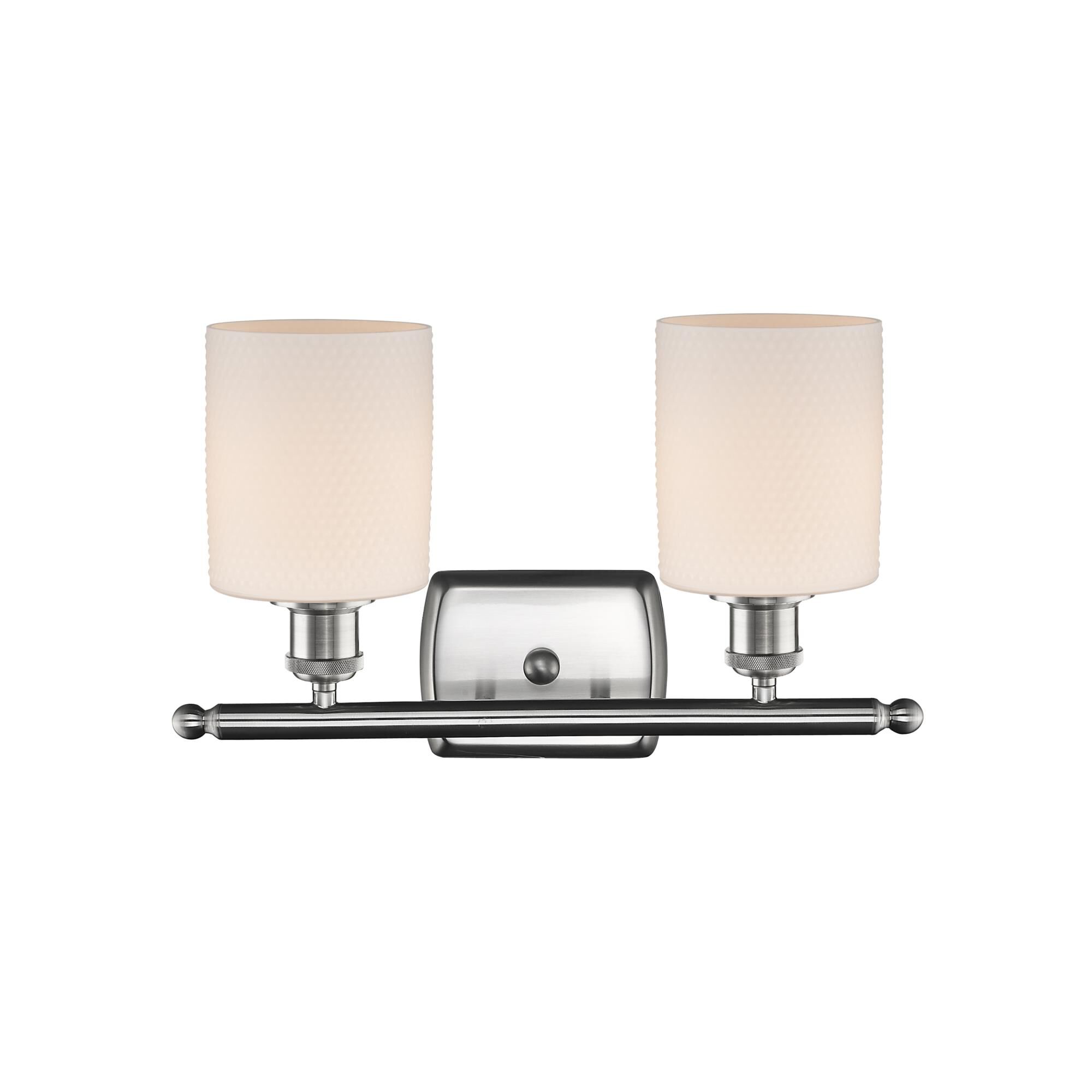 Shown in Satin Nickel finish and Matte White - Drum glass