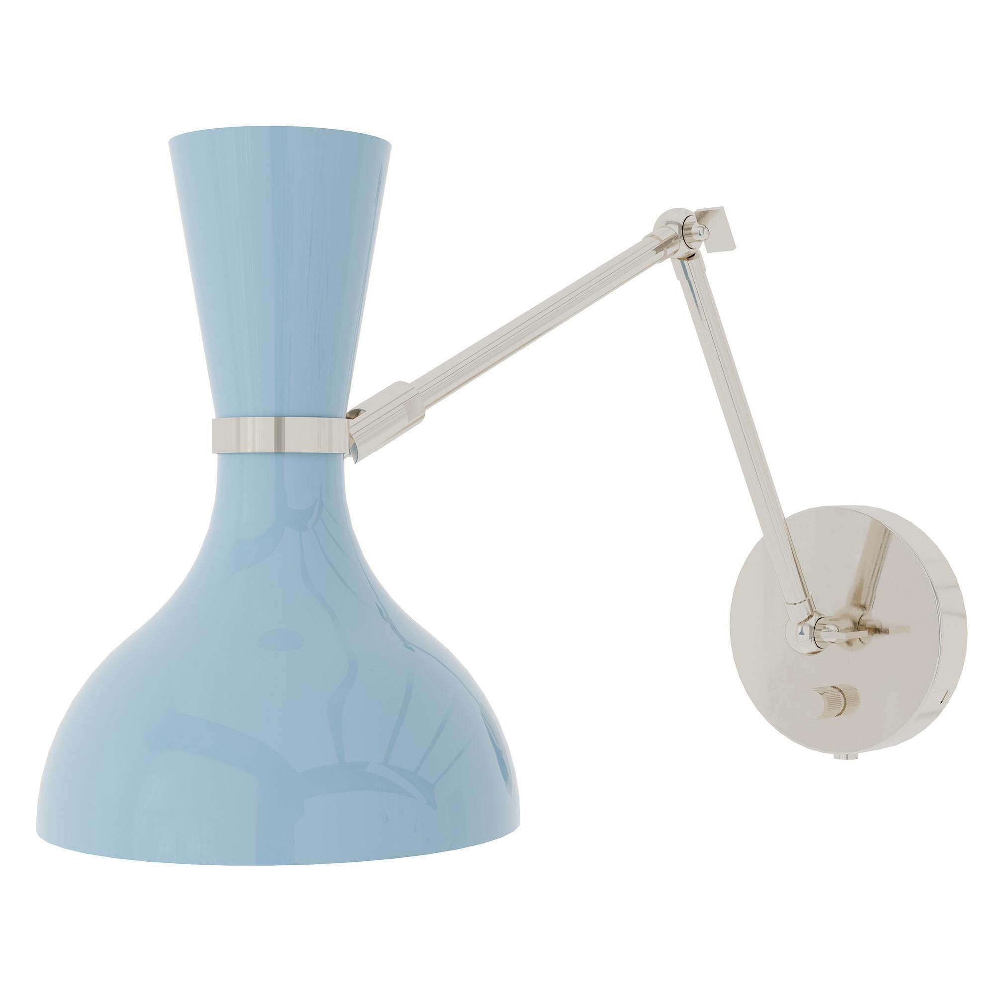 Shown in Polished Nickel finish and Baby Blue shade