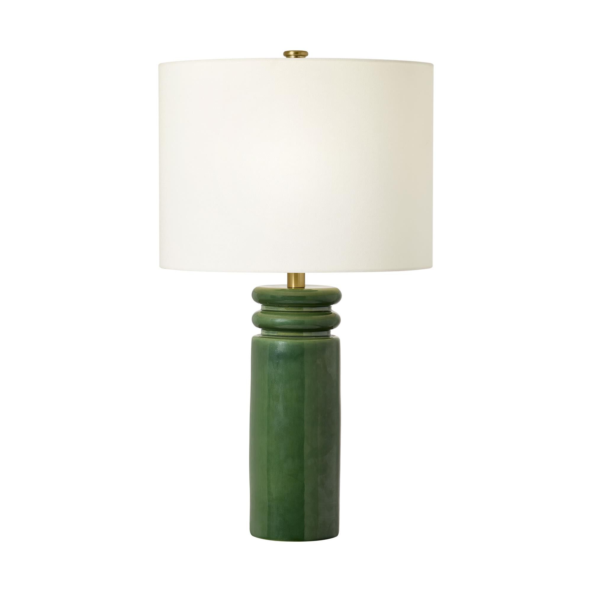Shown in Glossy Light Green finish and White Linen shade