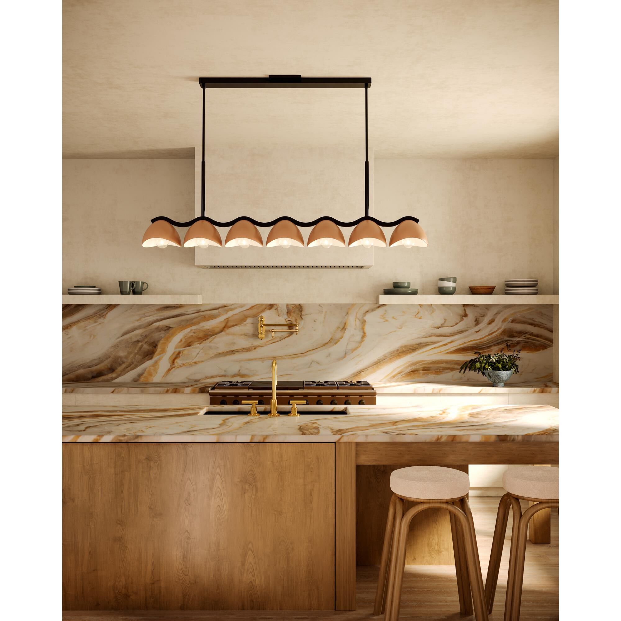 Shown in Black and Peach finish and Steel shade
