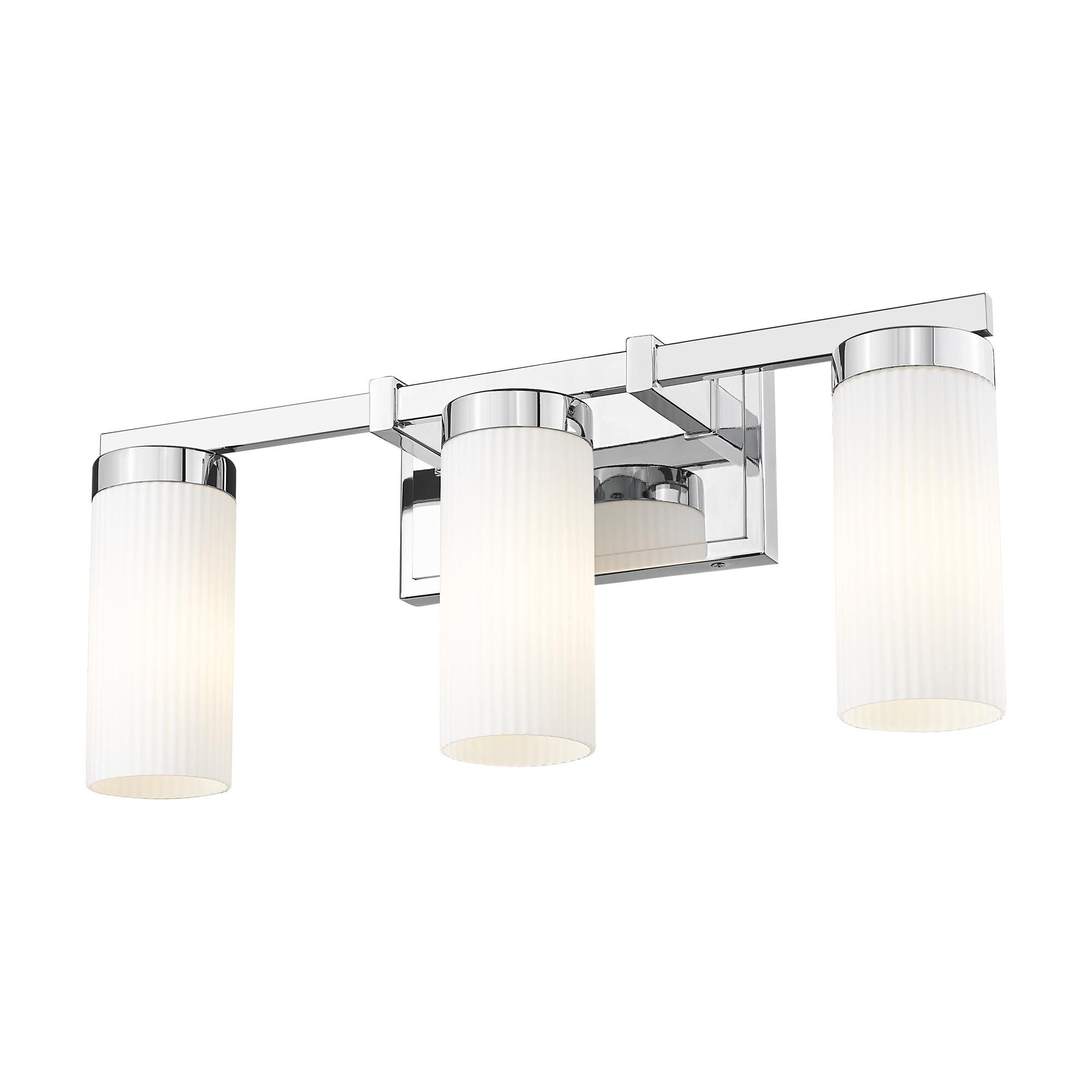 Shown in Chrome finish and White glass and White shade