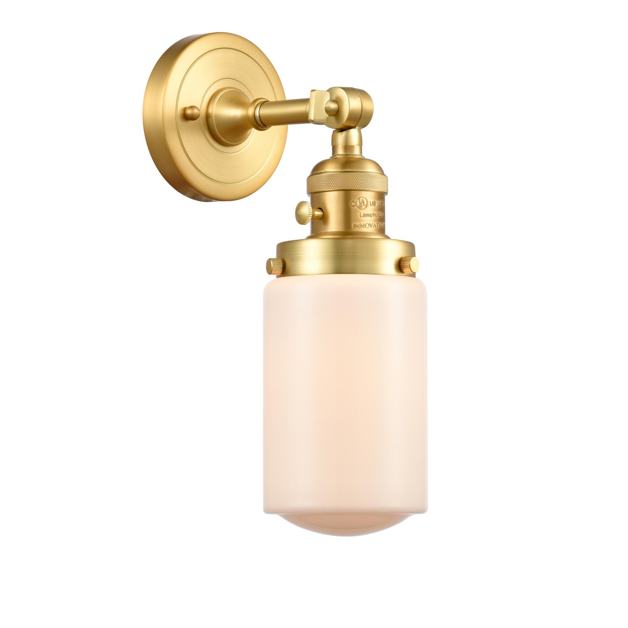 Shown in Satin Gold finish and Matte White Cased Dover glass