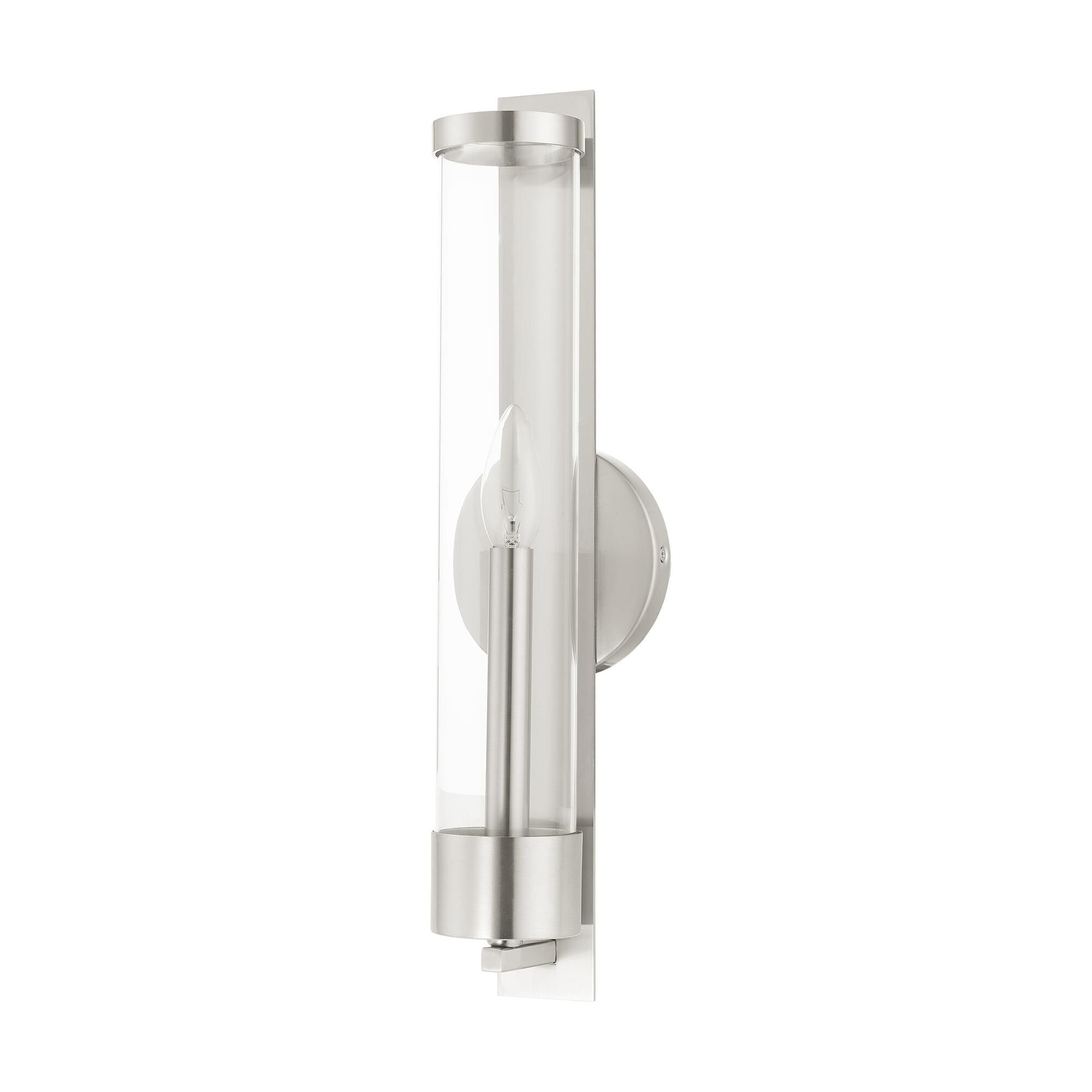 Shown in Brushed Nickel finish and Clear glass and Clear Glass shade