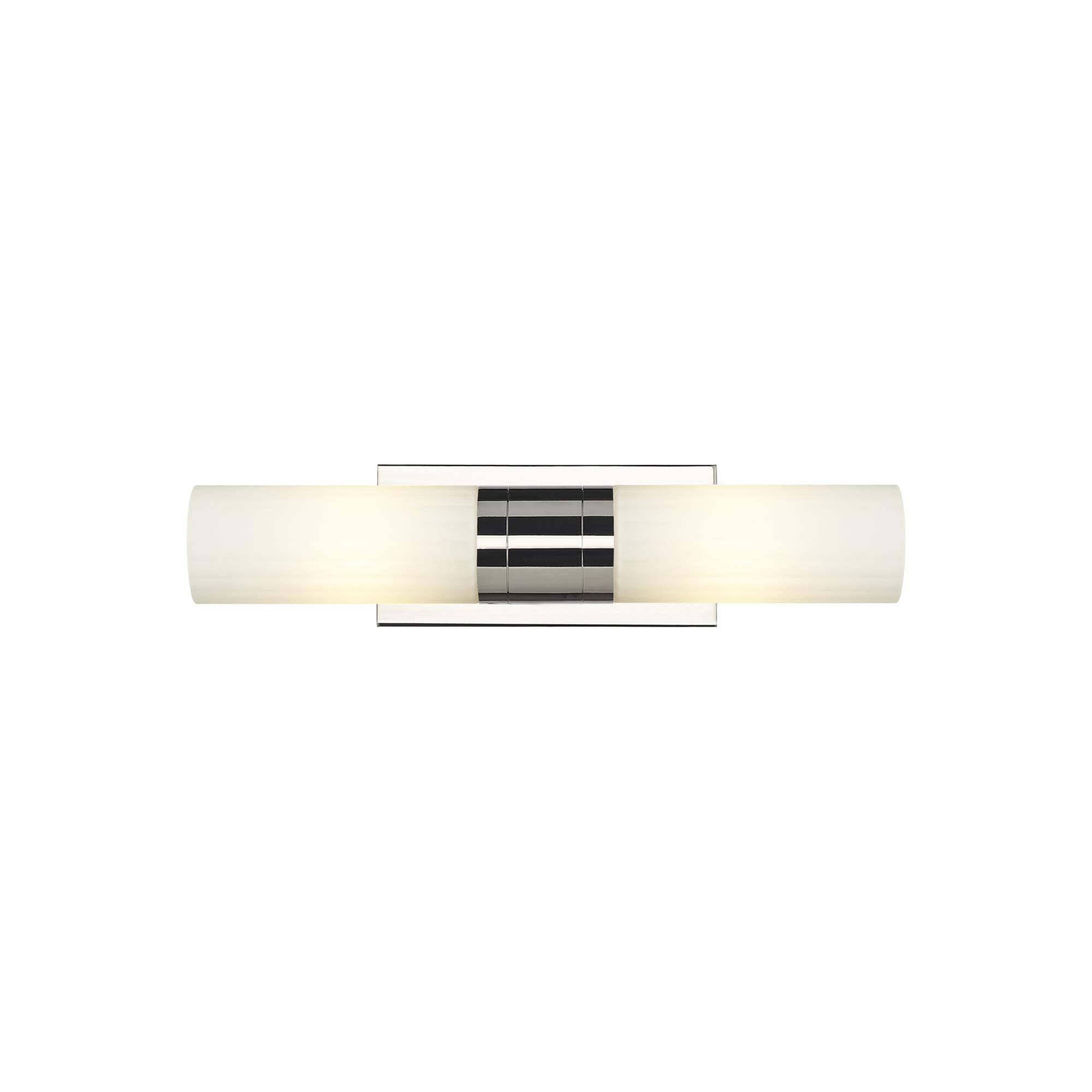 Shown in Polished Nickel finish and Matte White glass and Matte White Glass shade