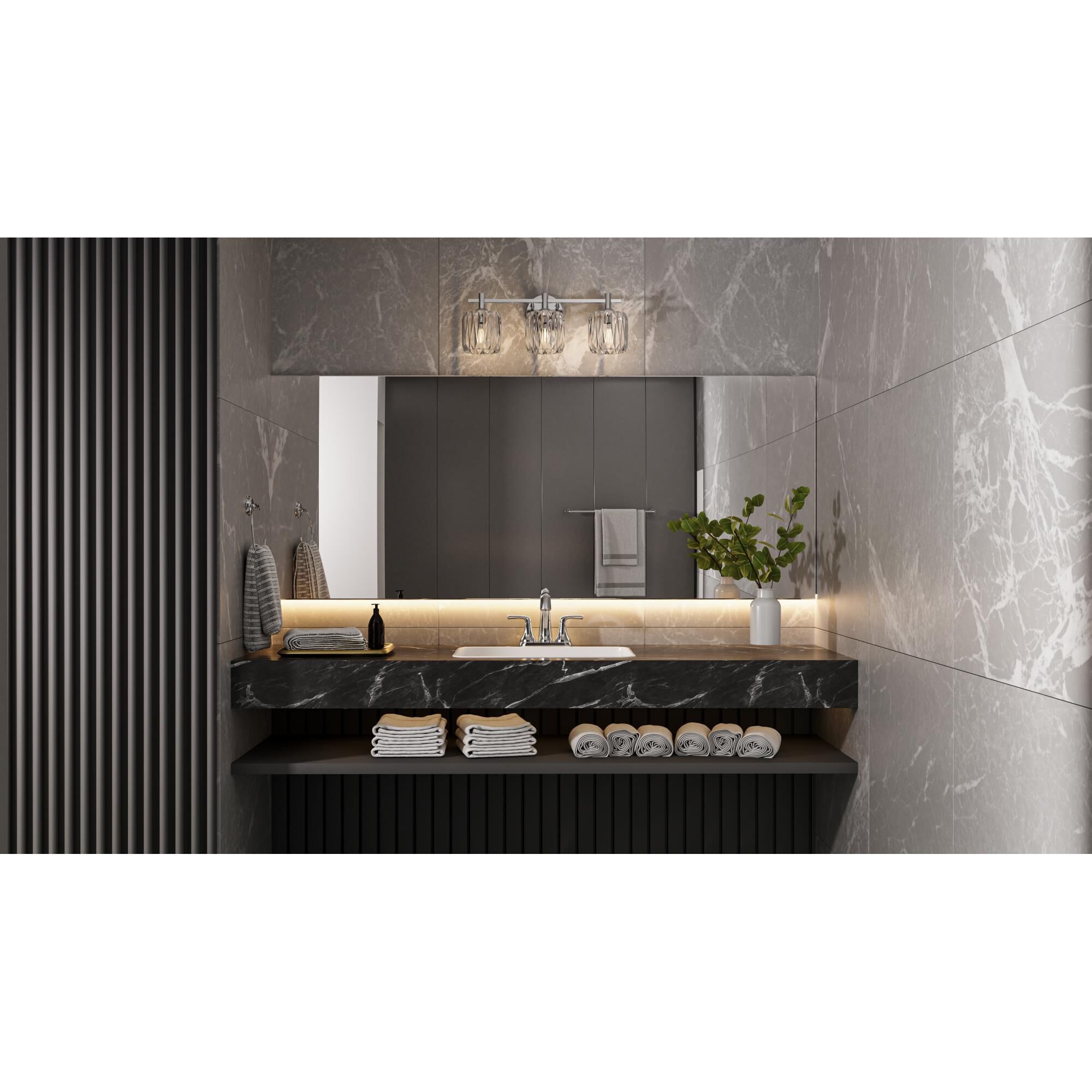 Shown in Polished Chrome finish and Clear Acrylic glass