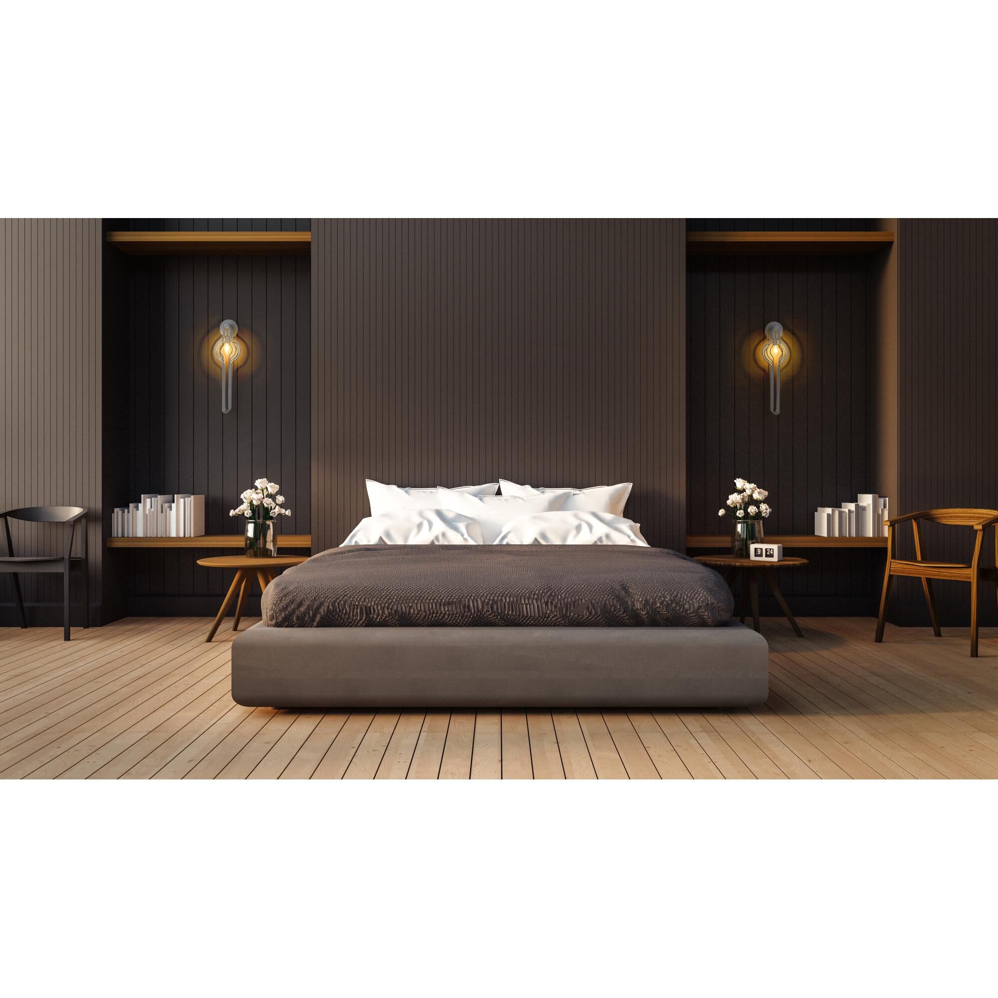 Shown in White finish and Steel glass and Steel shade