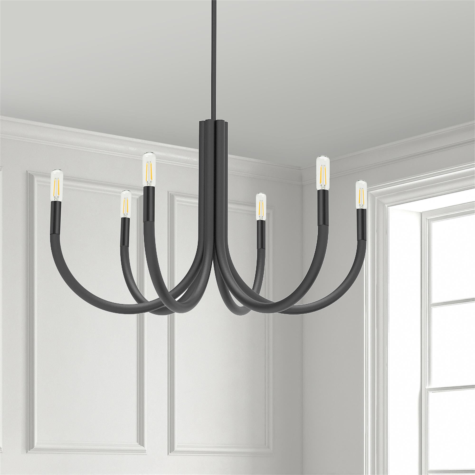 Wand 28 Inch 6 Light Chandelier by Dainolite