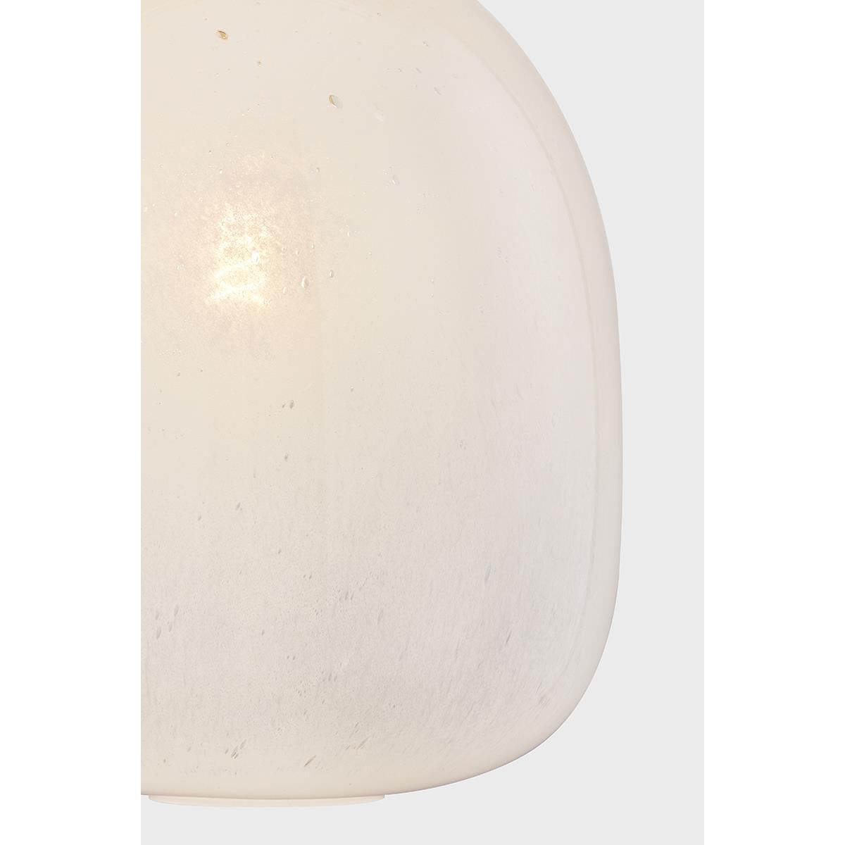 Shown in Aged Brass finish and Clear Cloud Seeded glass