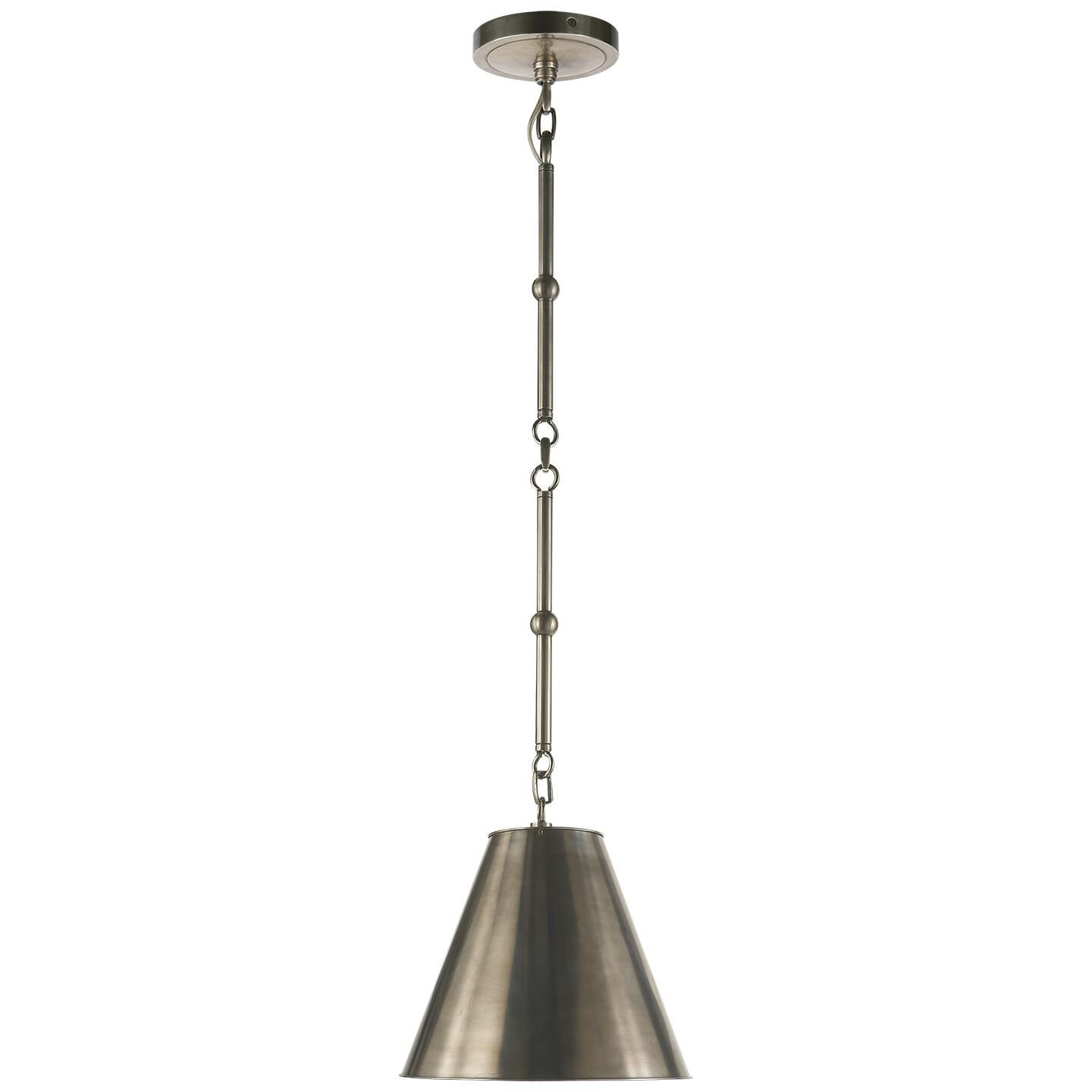 Shown in Antique Nickel finish and Antique Nickel shade