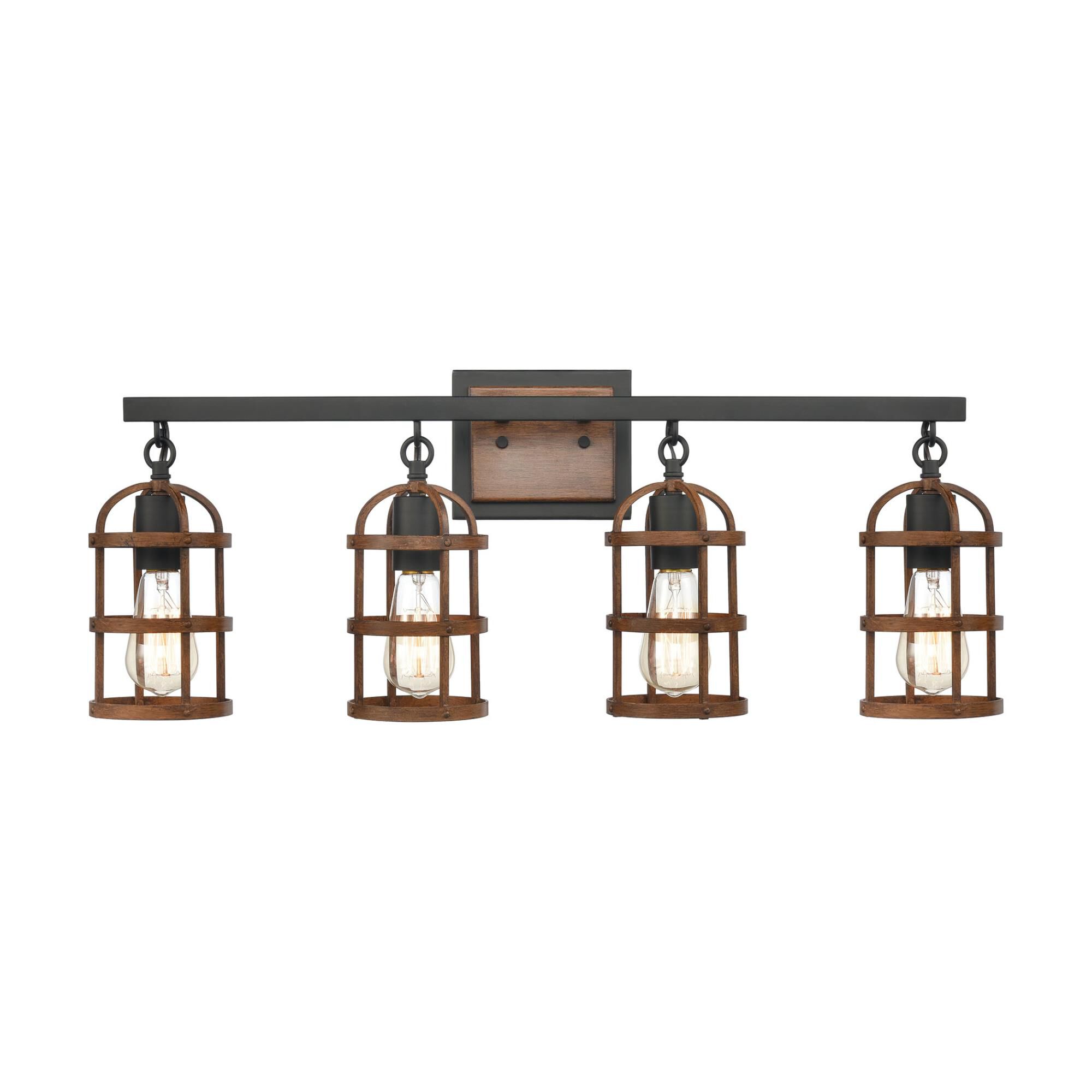 Shown in Oil Rubbed Bronze  Dark Oak finish and No Shade/ glass