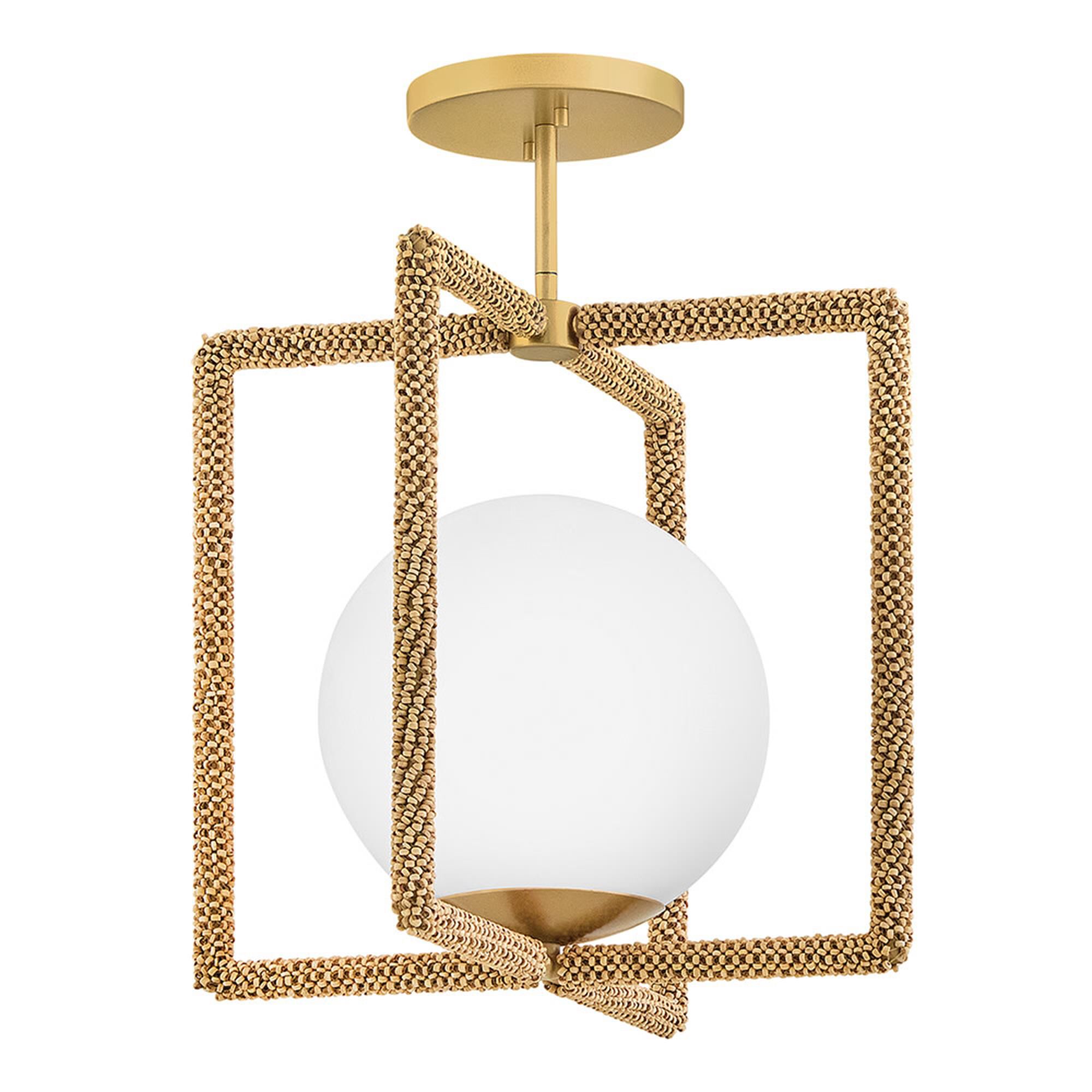 Shown in Deluxe Gold finish and Etched Opal glass