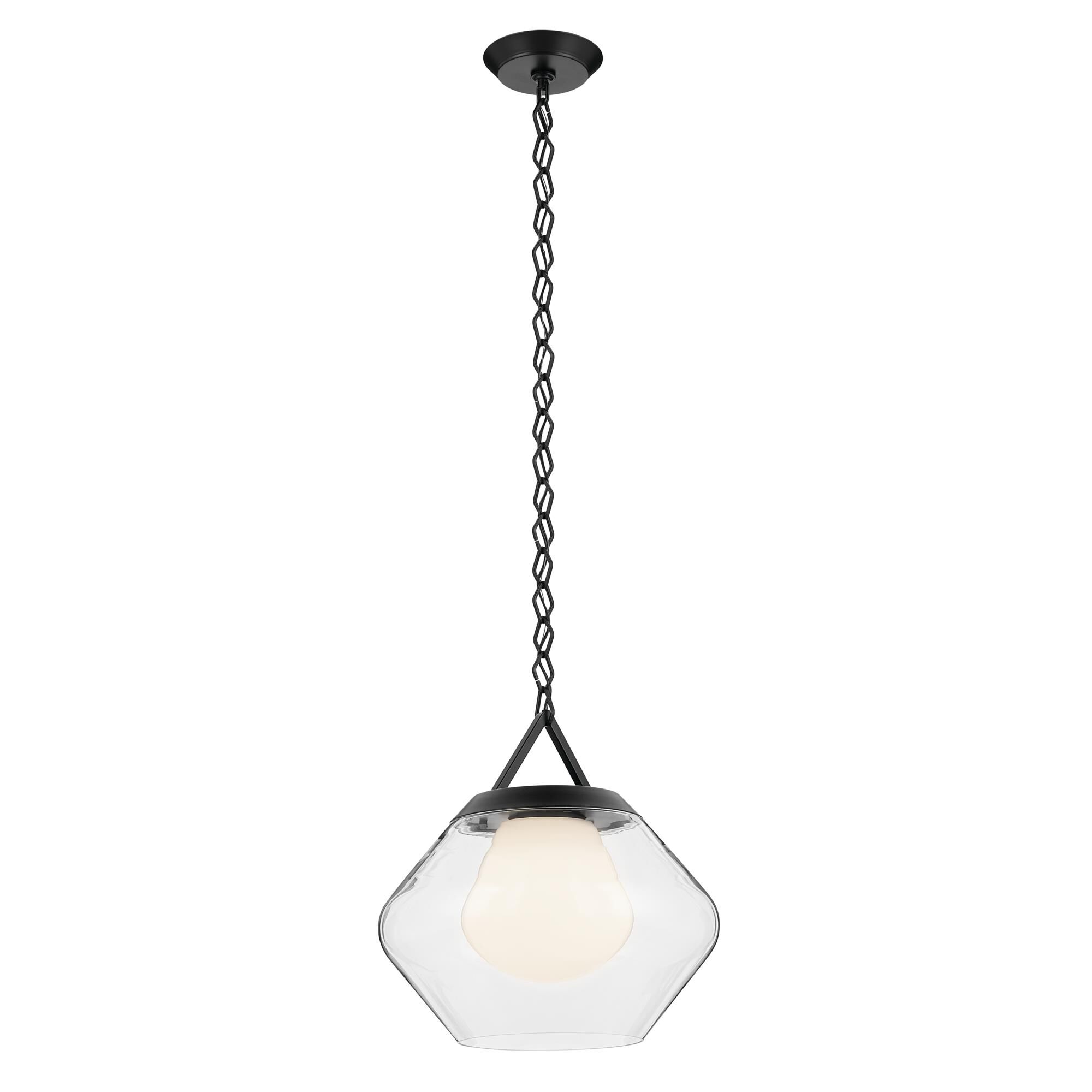 Shown in Black finish and Clear Outer Glass with Opal Interior glass