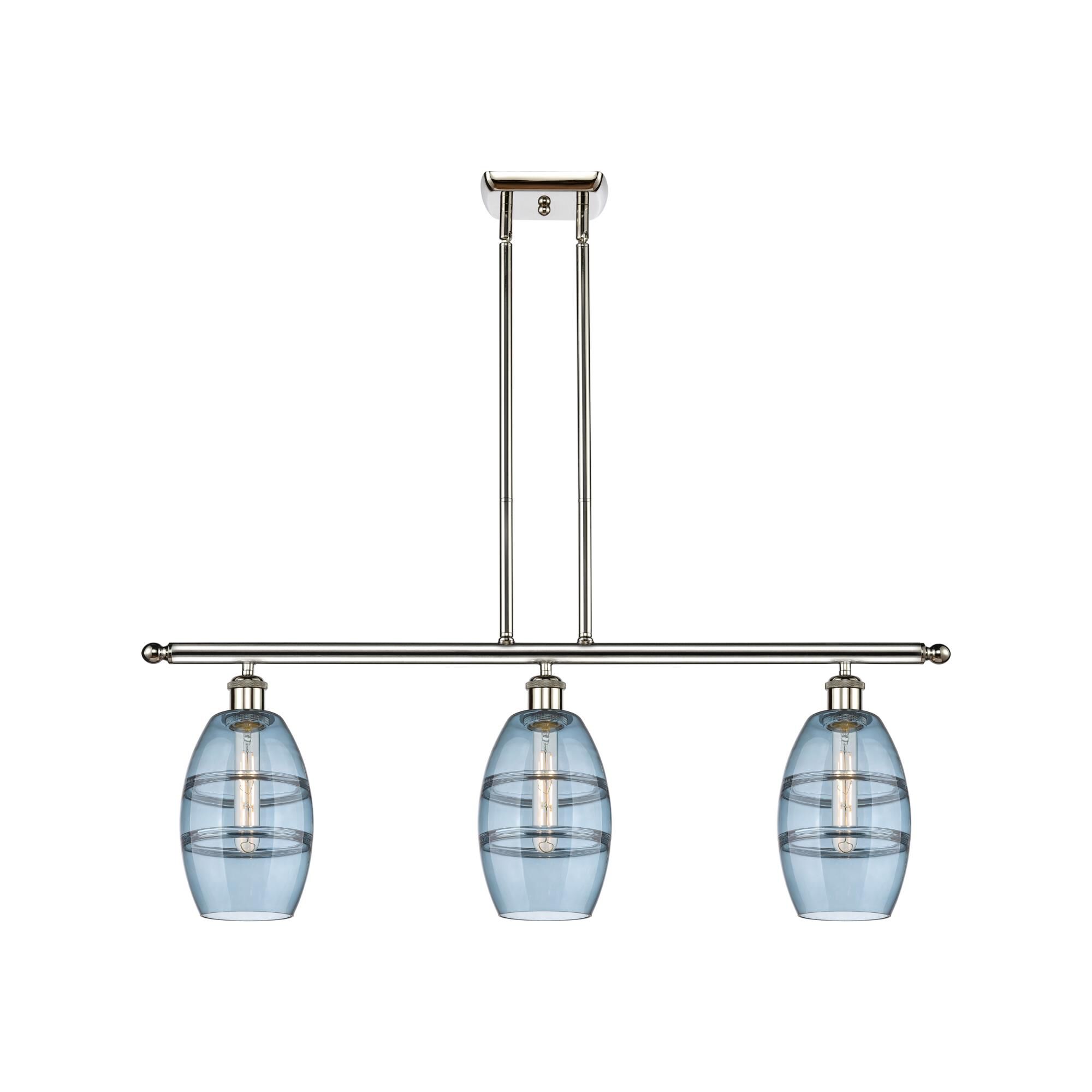 Shown in Polished Nickel finish and Princess Blue glass