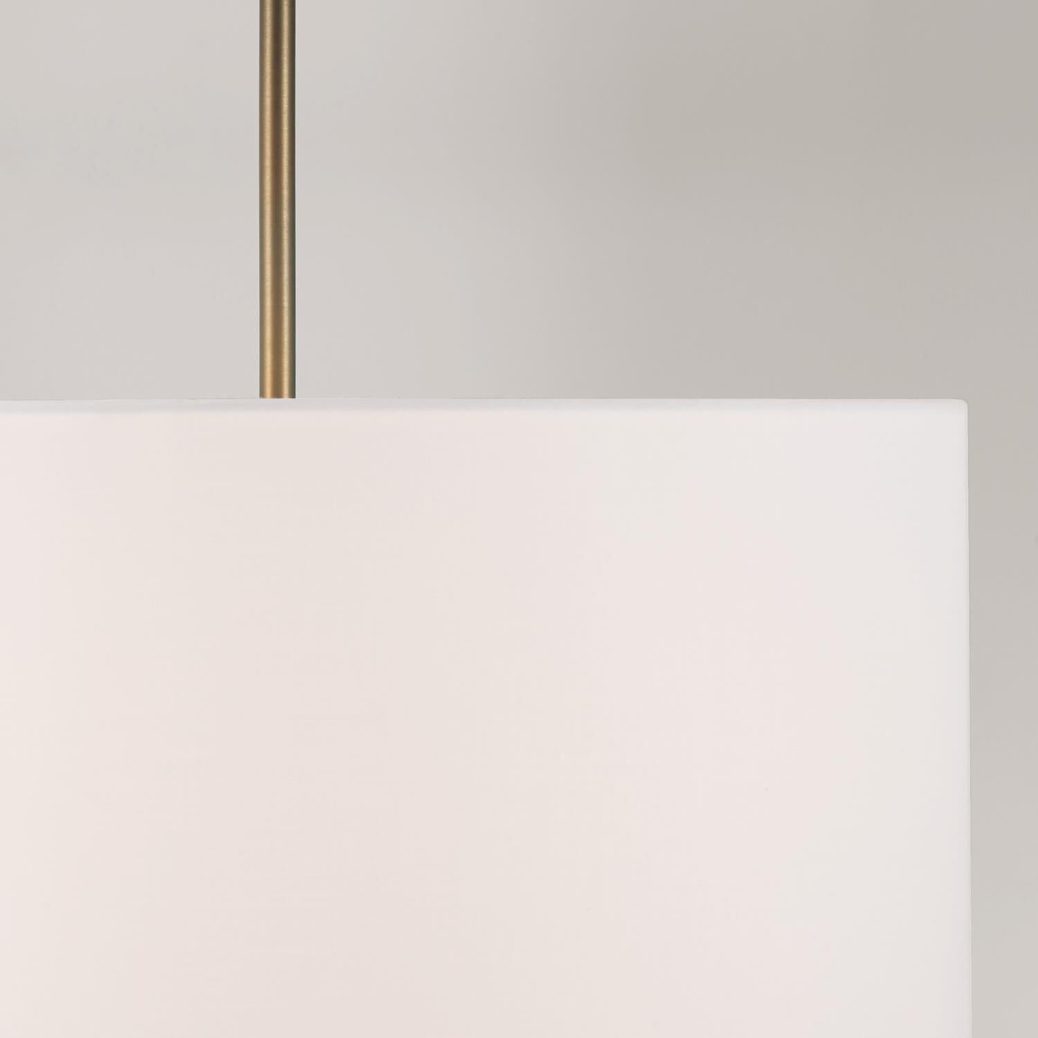 Shown in Aged Brass finish and White Fabric Stay-Straight shade