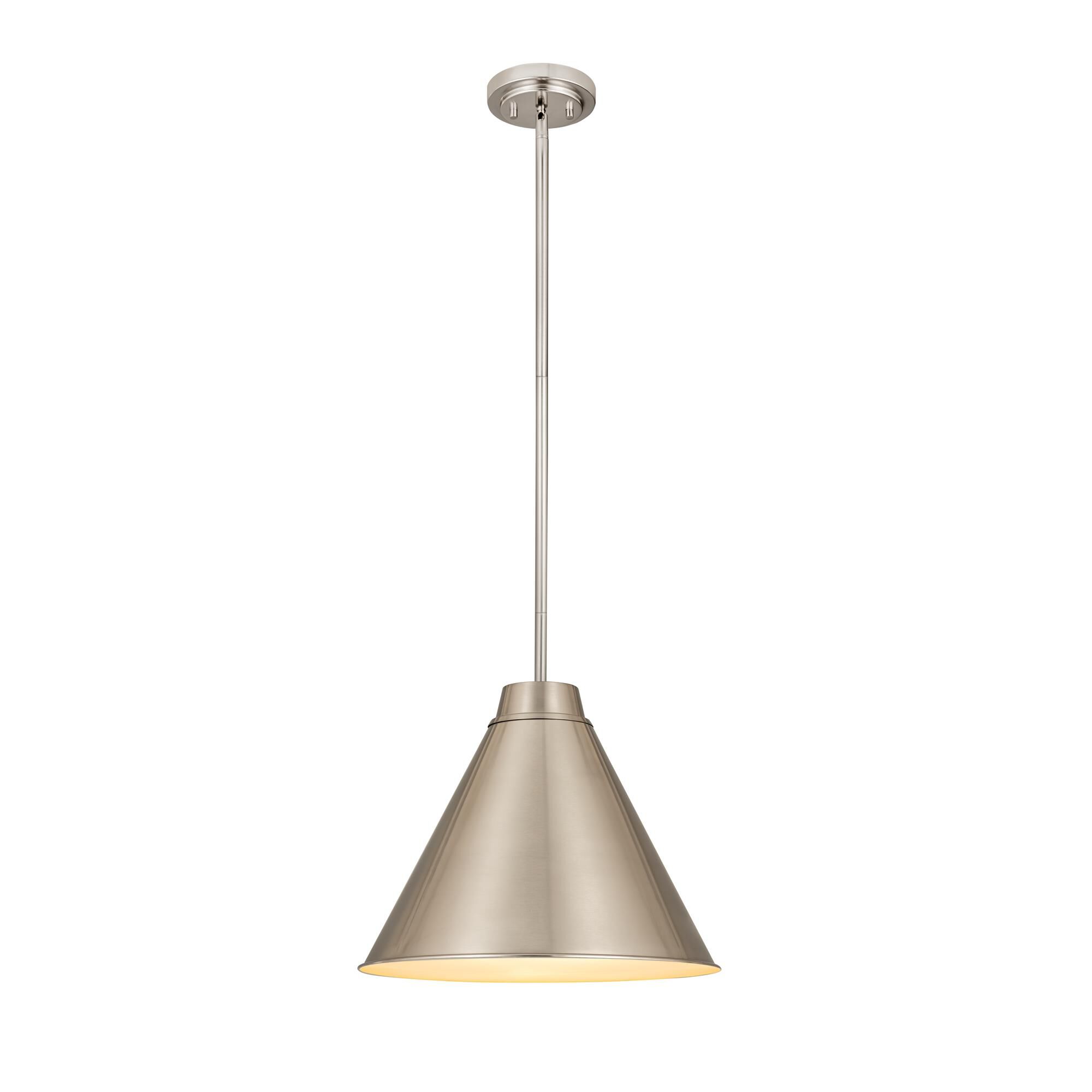 Shown in Brushed Nickel finish and Iron glass and Iron shade