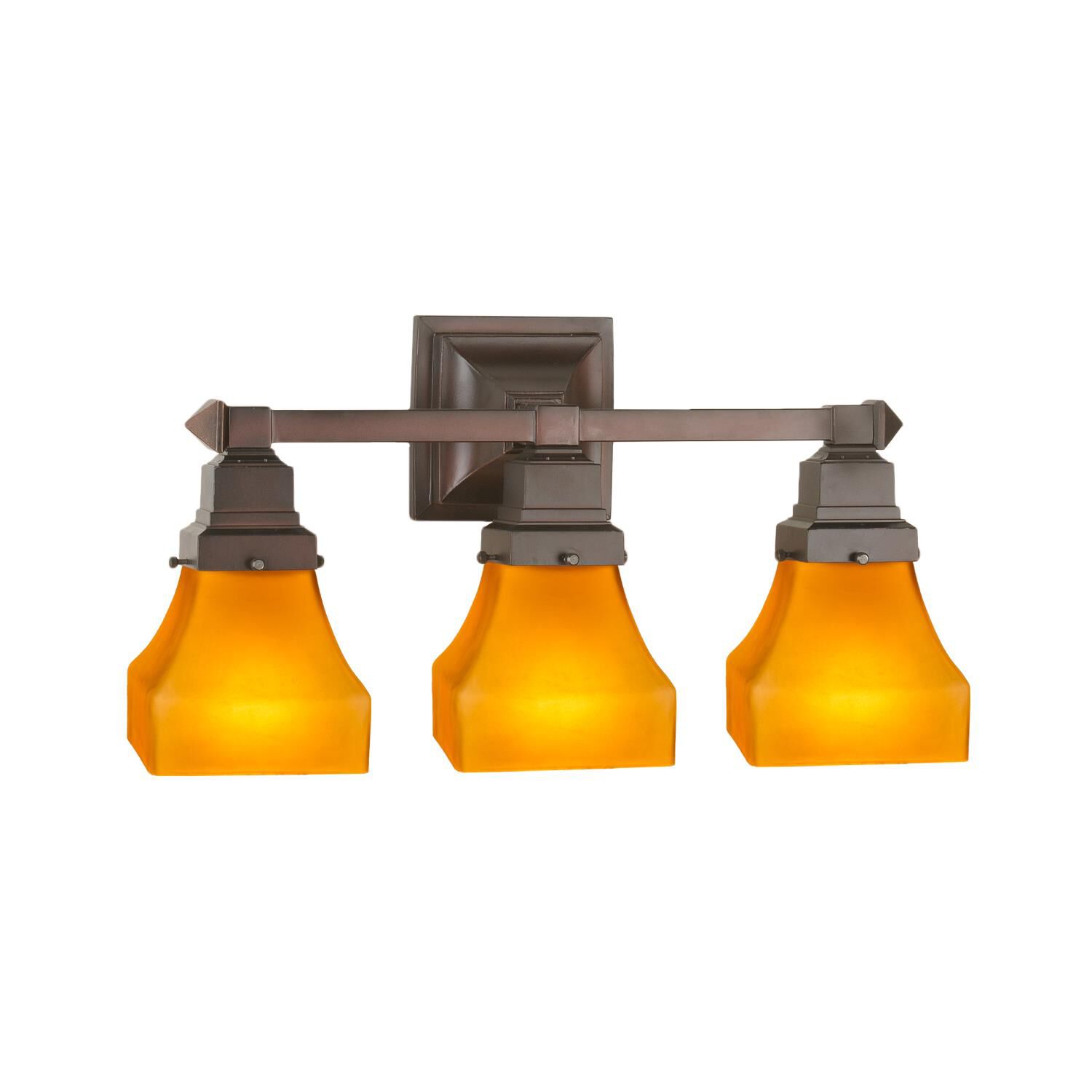 Bungalow Frosted Amber 20 Inch 3 Light Bath Vanity Light by Meyda Lighting