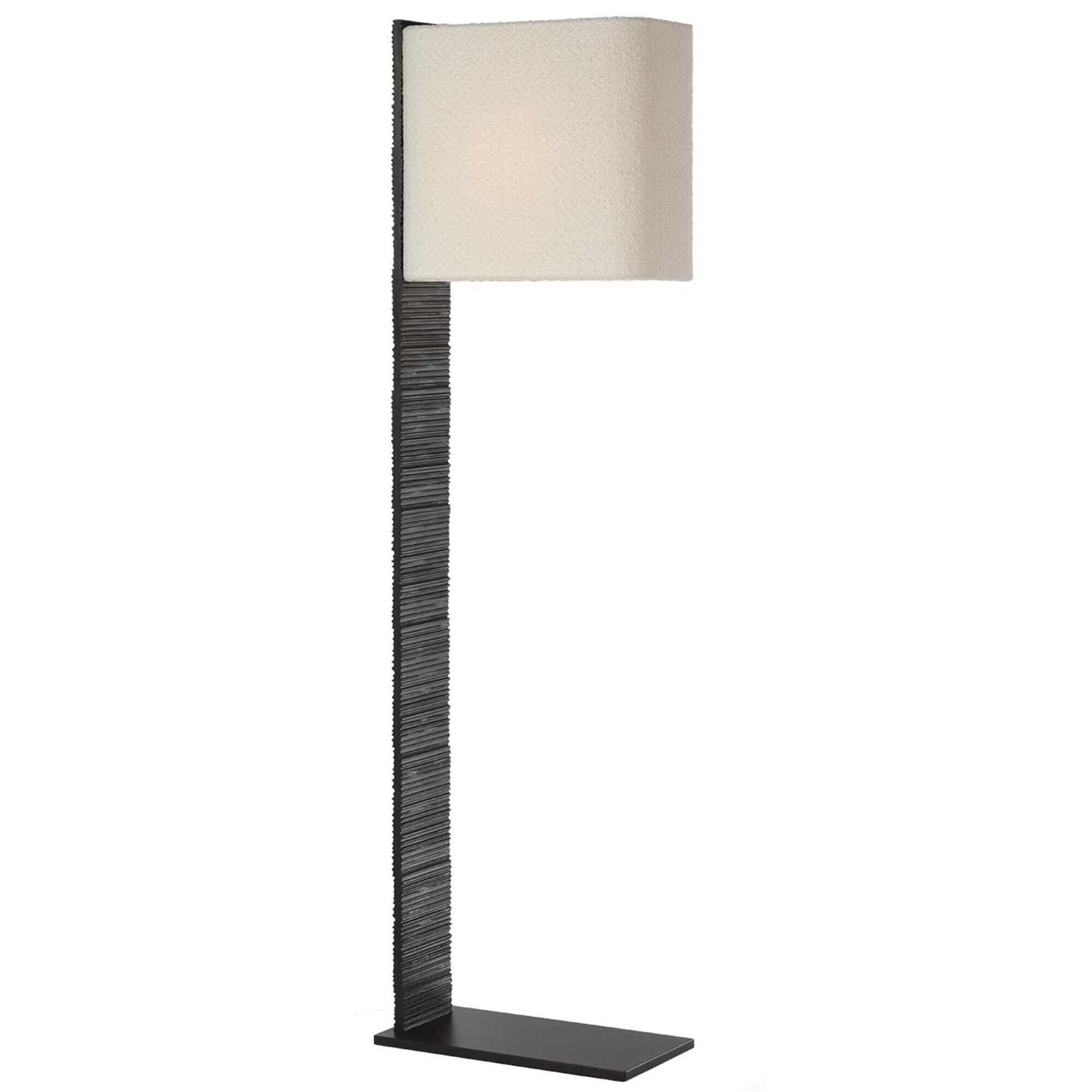 Shown in Ridged Carbon finish and Boucle Rectangle shade