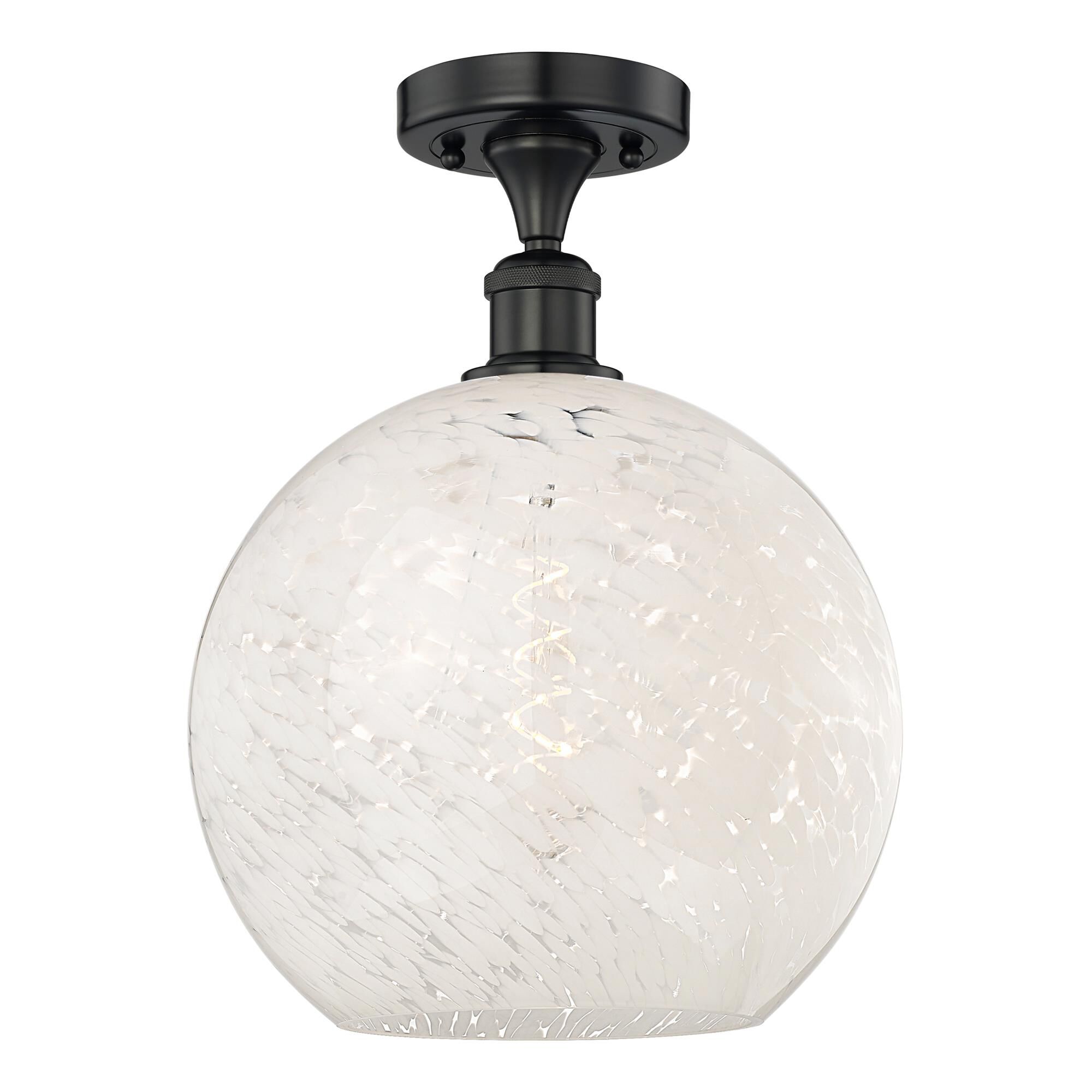 Shown in Matte Black finish and White Mouchette glass