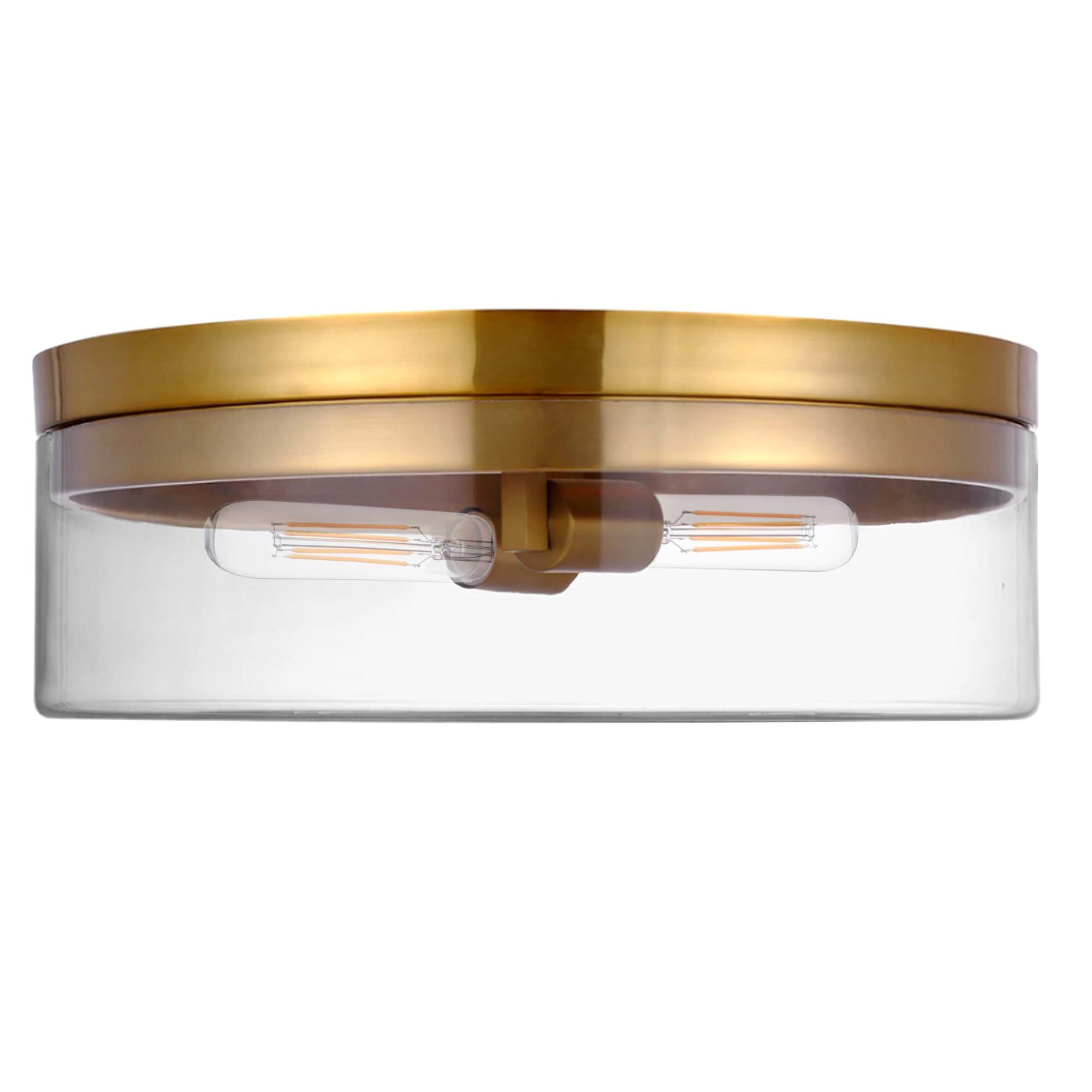 Shown in Aged Brass finish and Clear glass