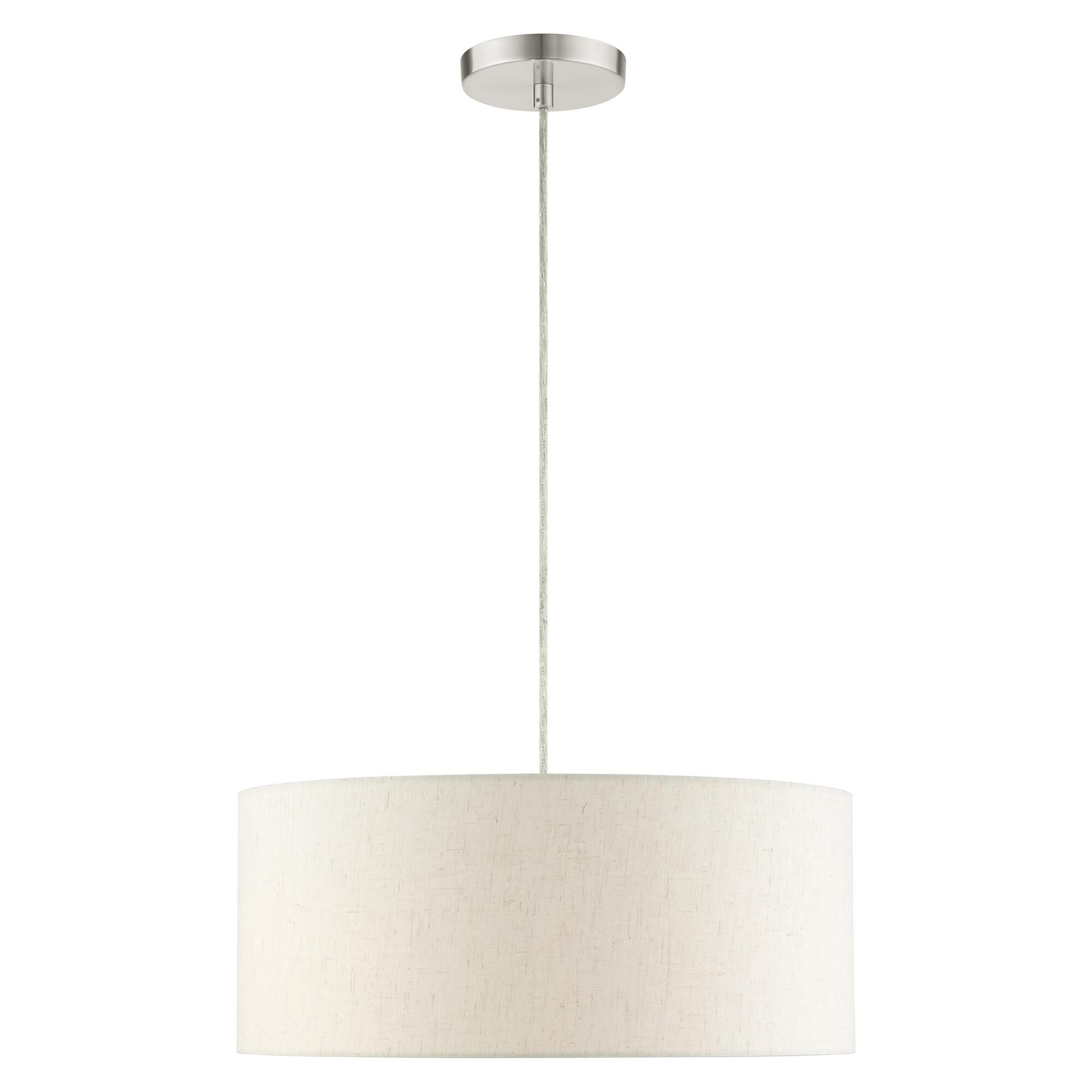 Shown in Brushed Nickel finish and Hand Crafted Hardback  Completely Finished With Oatmeal Color Fabric Outside and White Color Fabr shade