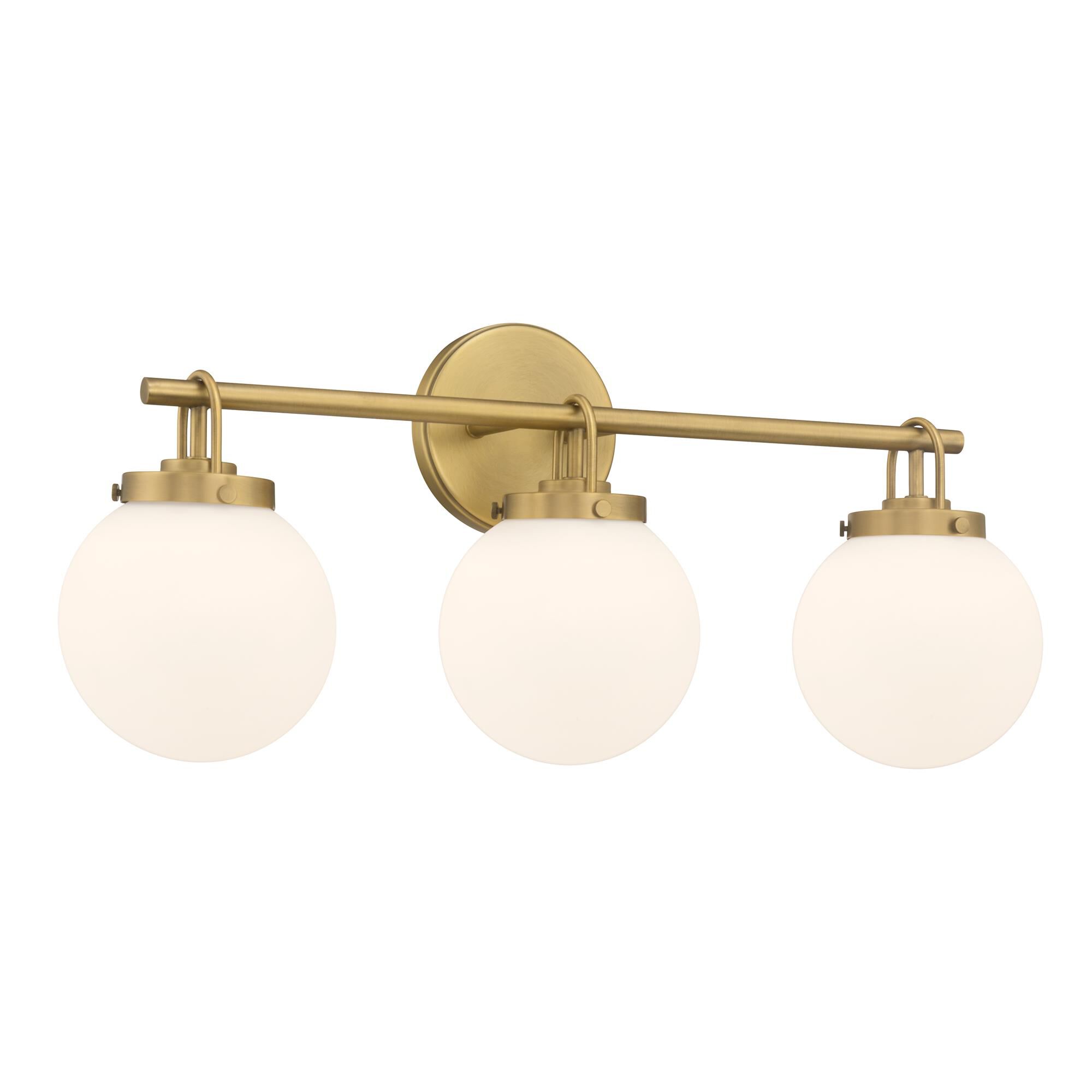 Shown in Legacy Brass finish and Etched White glass