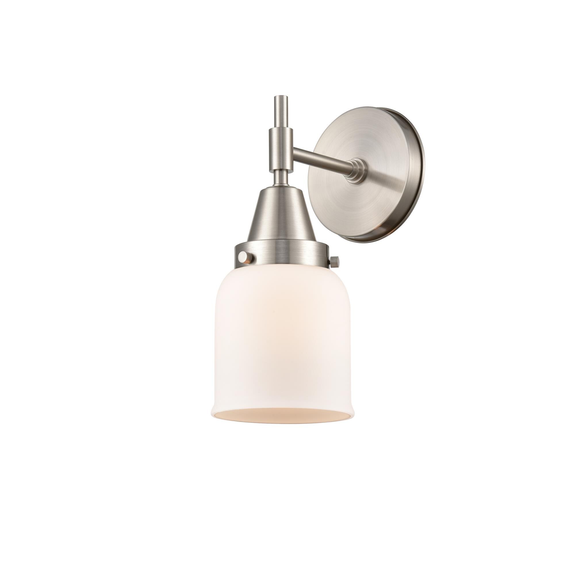 Shown in Satin Nickel finish and Matte White Cased Large Cone glass