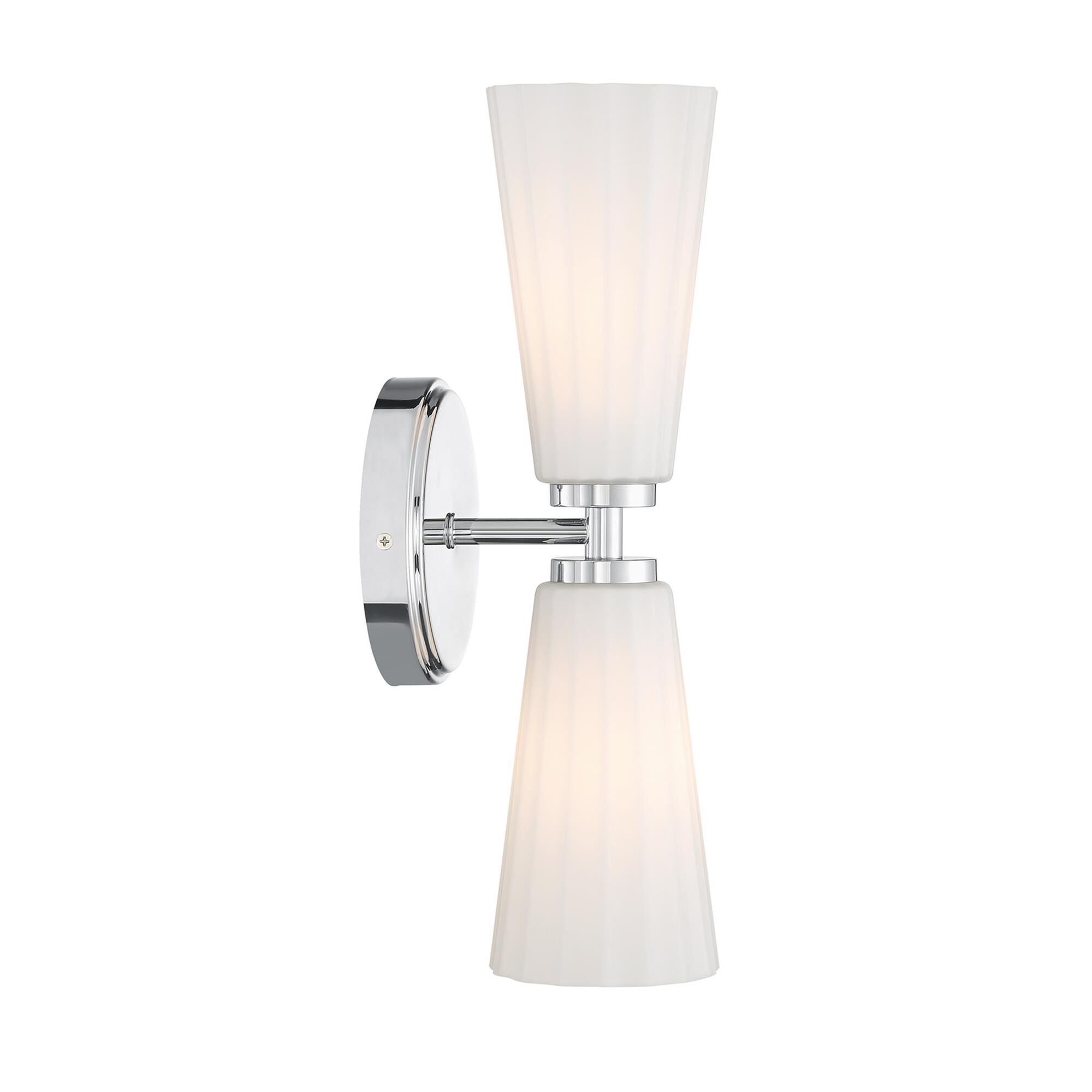 Shown in Chrome finish and White Fluted glass