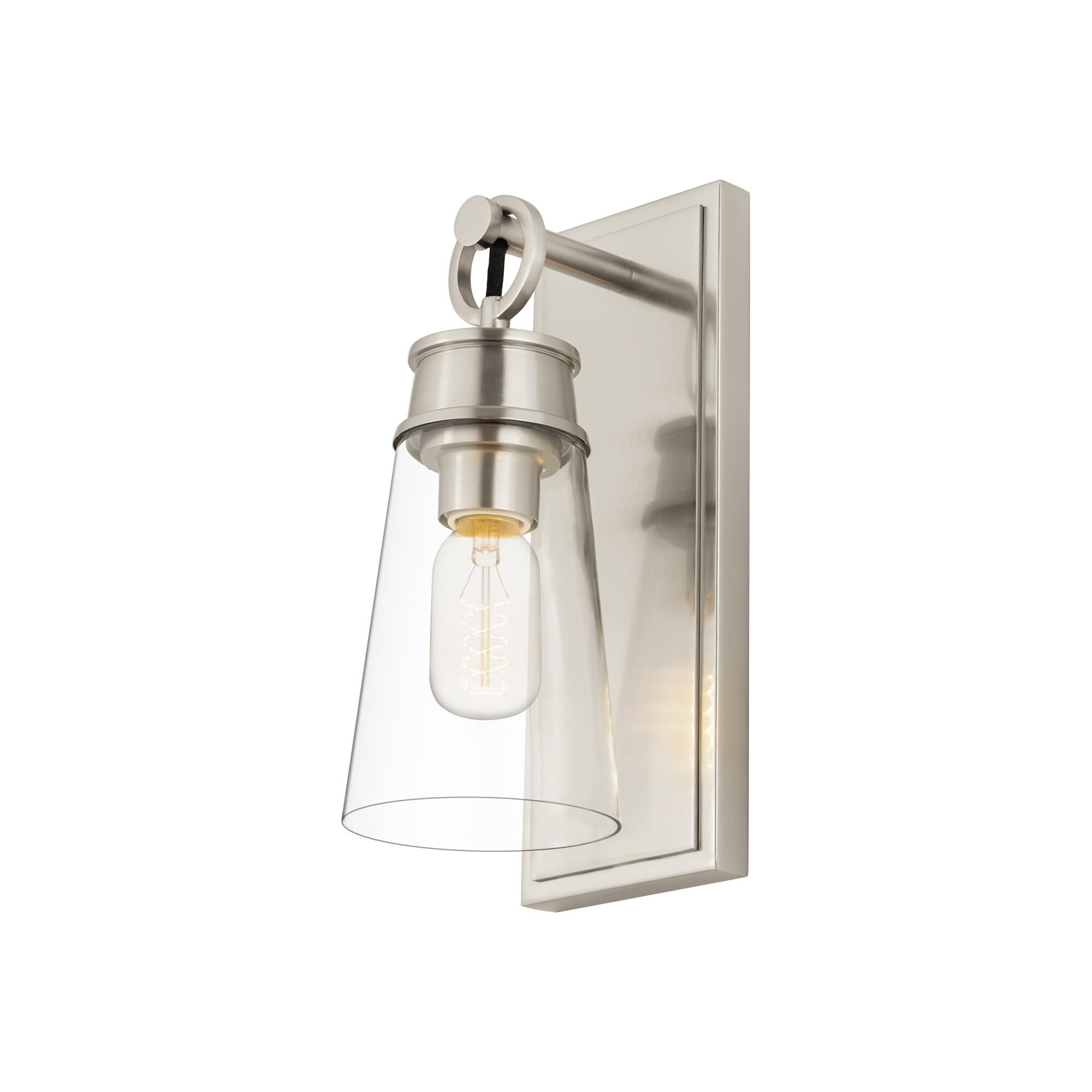 Shown in Brushed Nickel finish and Glass shade
