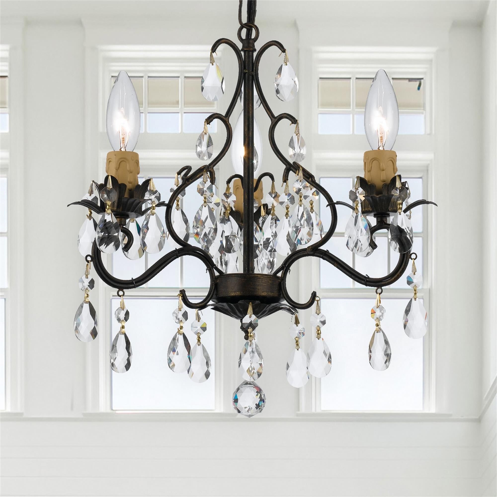 Shown in English Bronze finish and Clear Hand Cut crystal