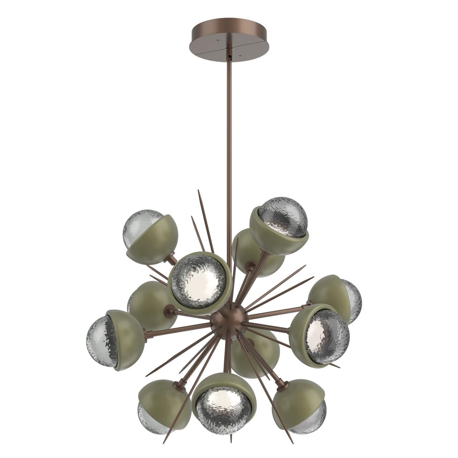 Shown in Burnished Bronze finish and Smoke glass and Sage Green accent
