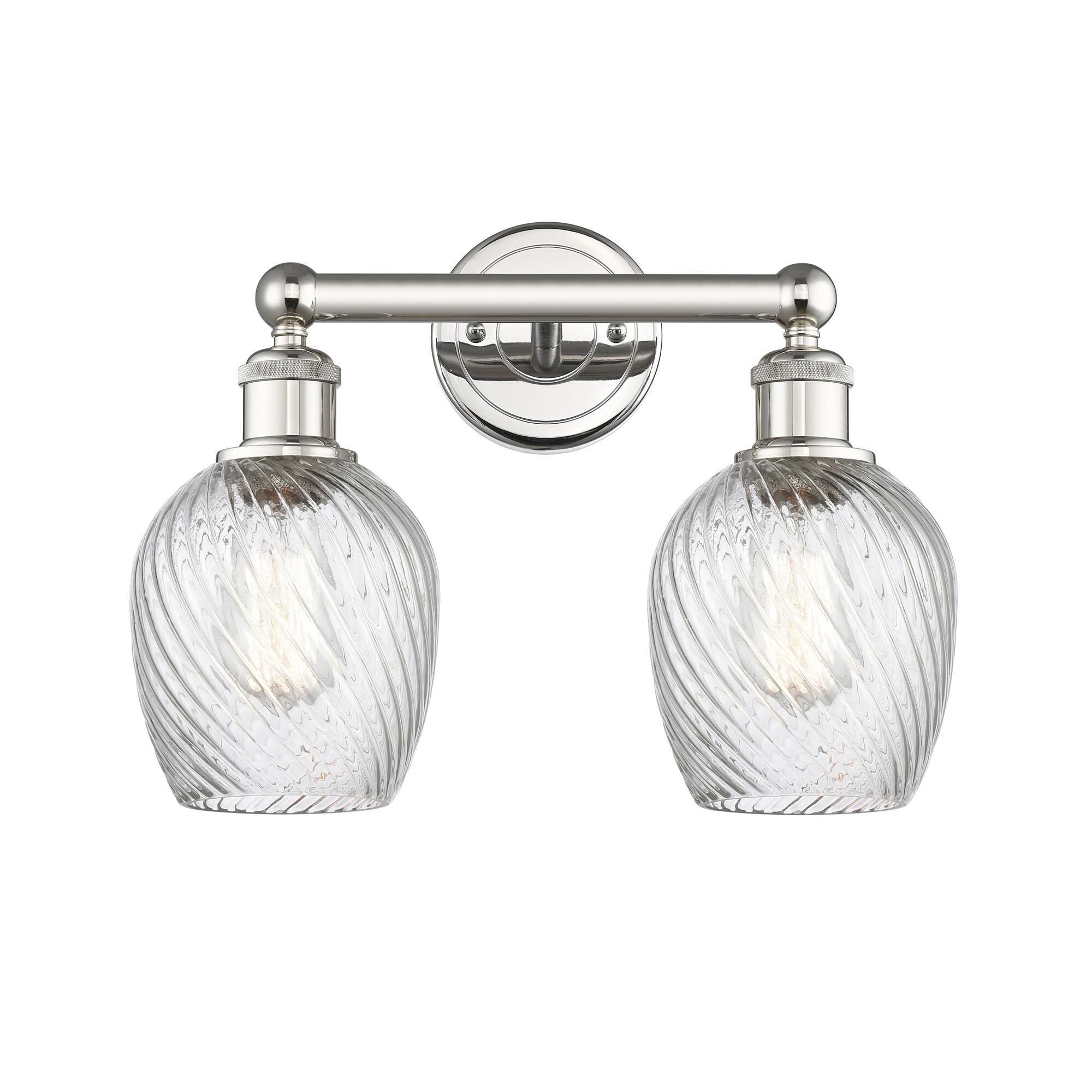 Shown in Polished Nickel finish and Clear Spiral Fluted glass