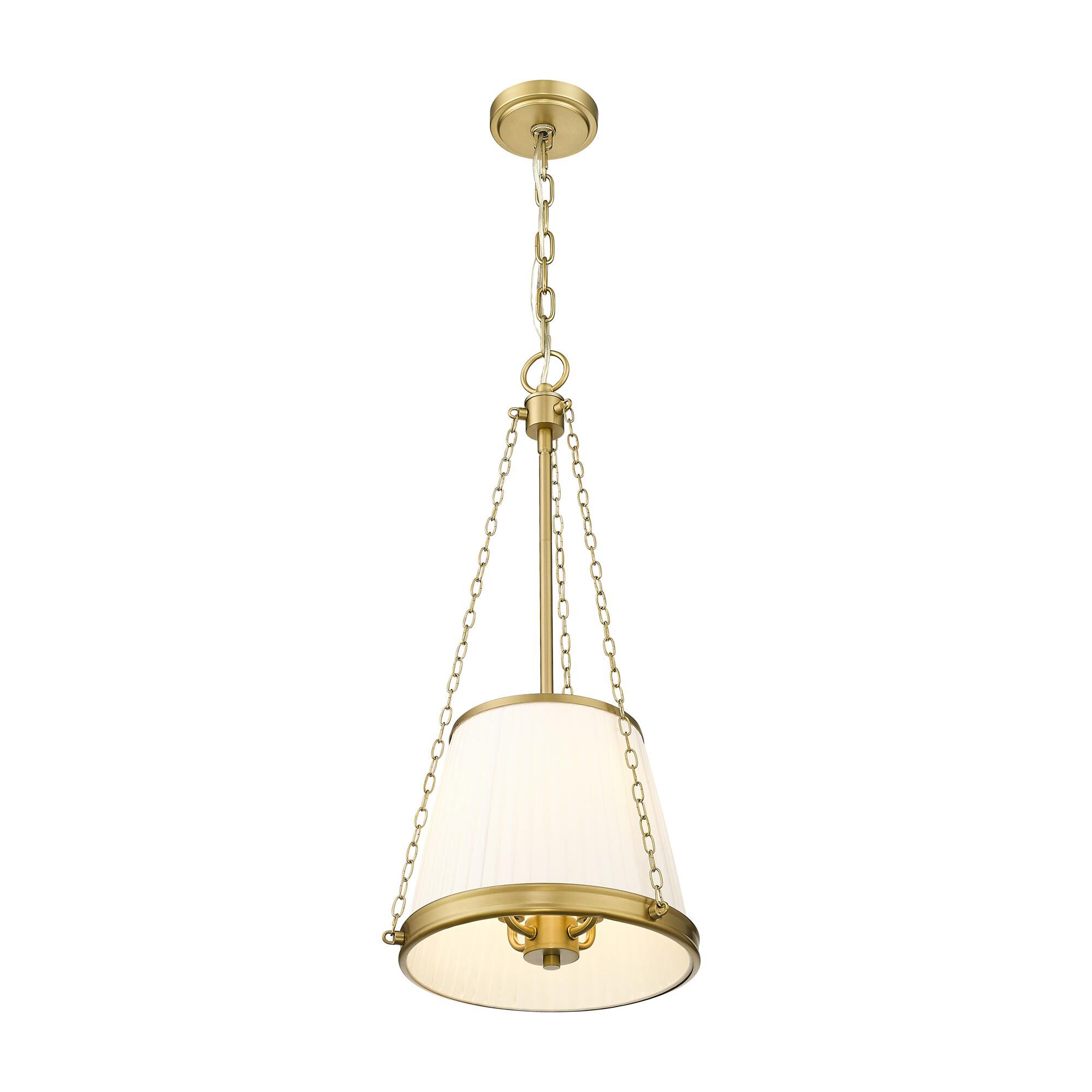 Shown in Modern Gold finish and White glass and White shade