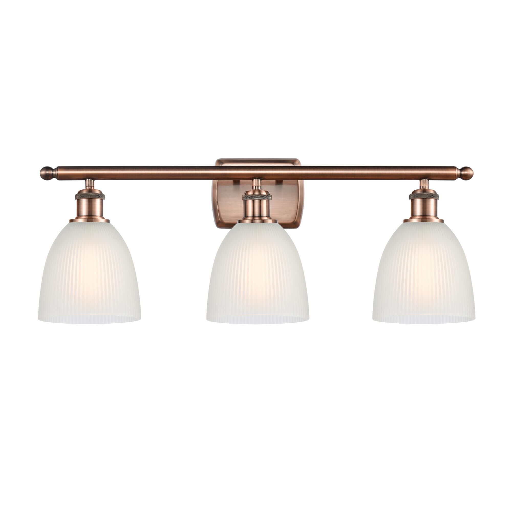 Shown in Antique Copper finish and White Castile glass