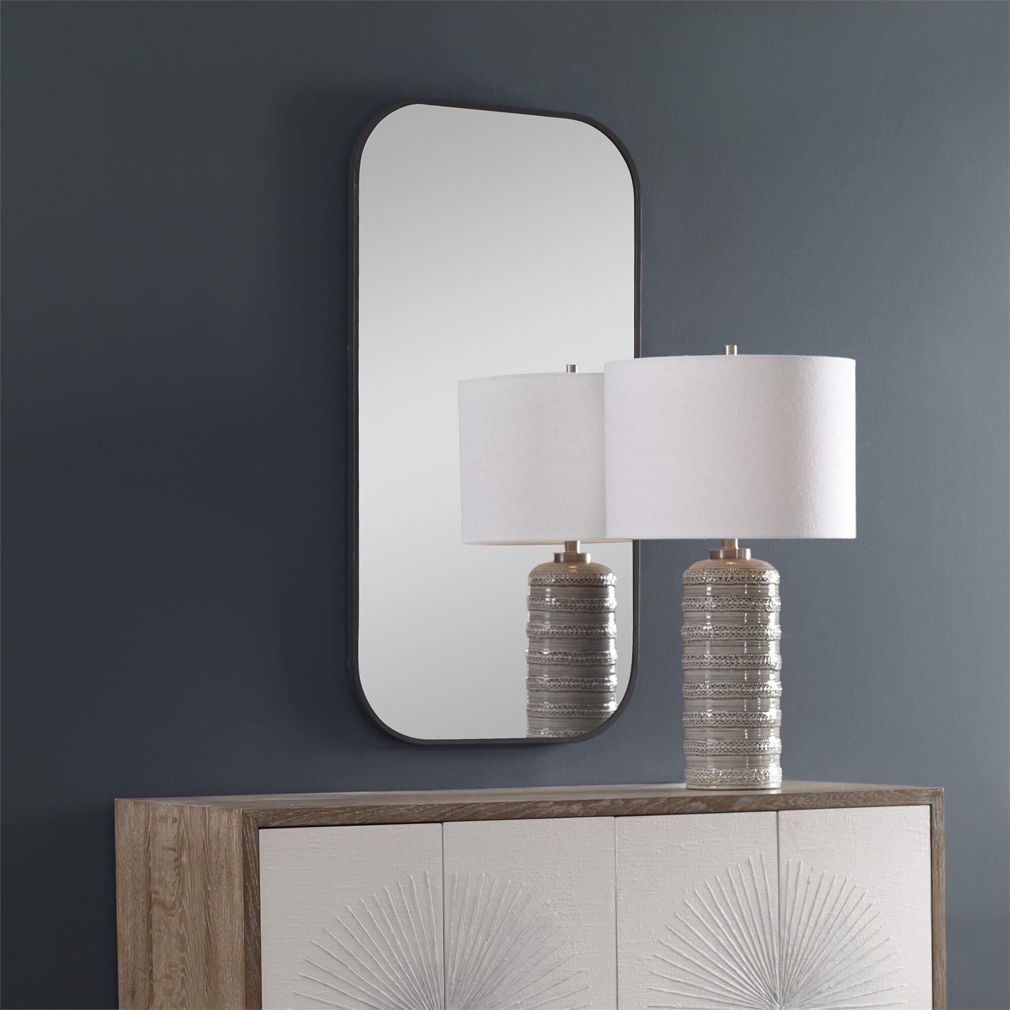 Shown in Simple Yet Stylish, This Mirror Features A Classic Dark Bronze Frame With A Sleek, Contemporary Feel finish