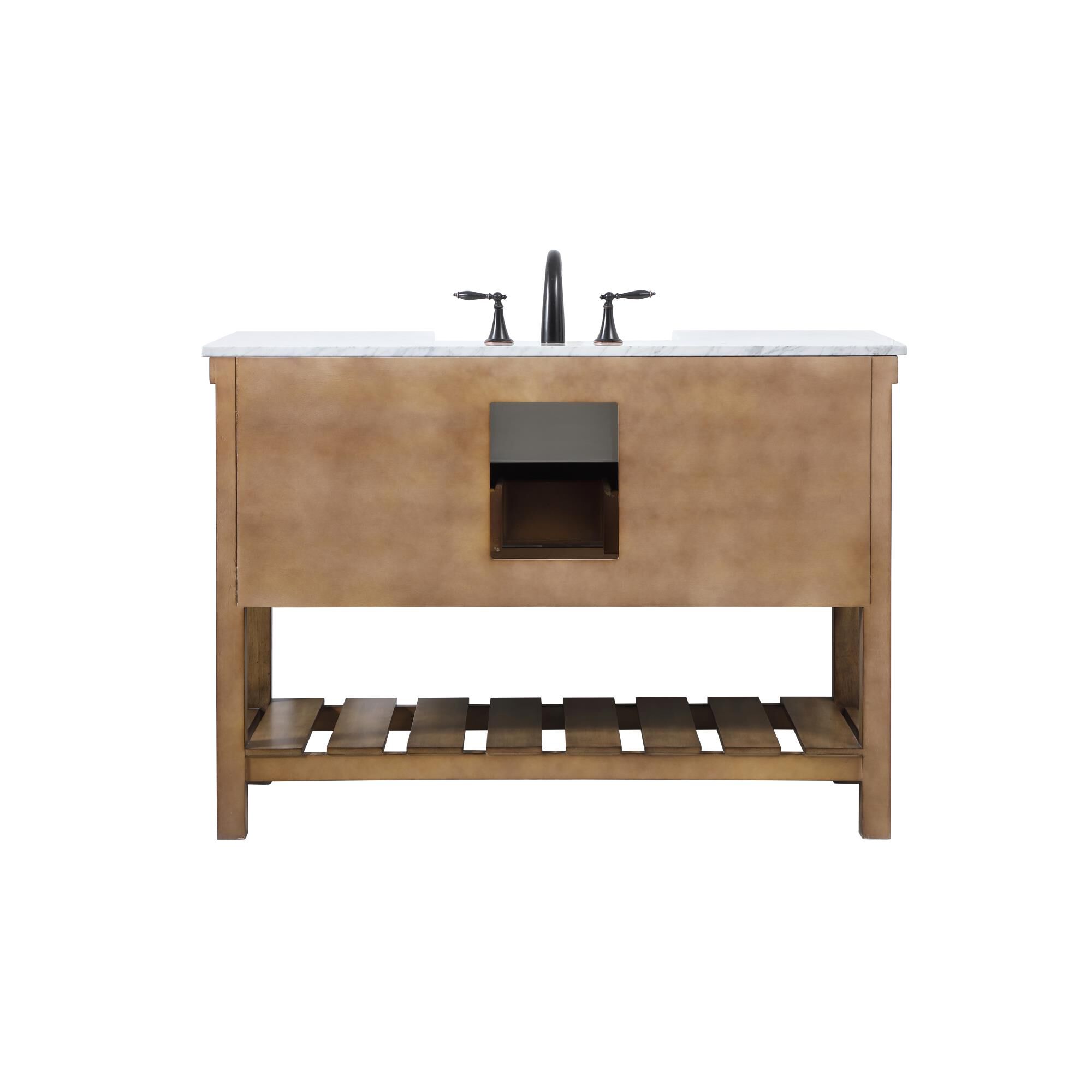 Shown in Driftwood finish and Without Backsplash accent