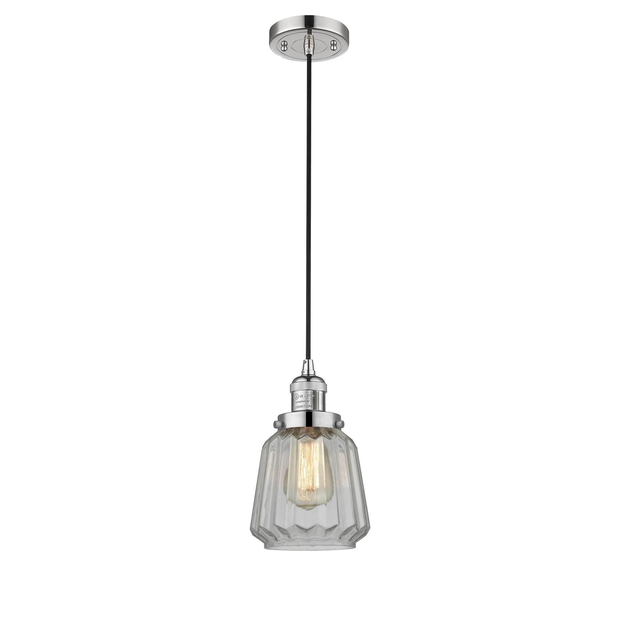 Shown in Polished Nickel finish and Clear Fluted glass