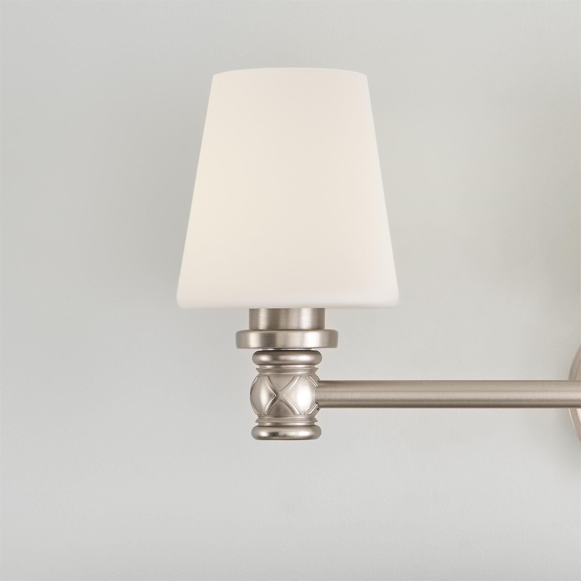 Shown in Satin Nickel finish and Opal Etched Cased glass