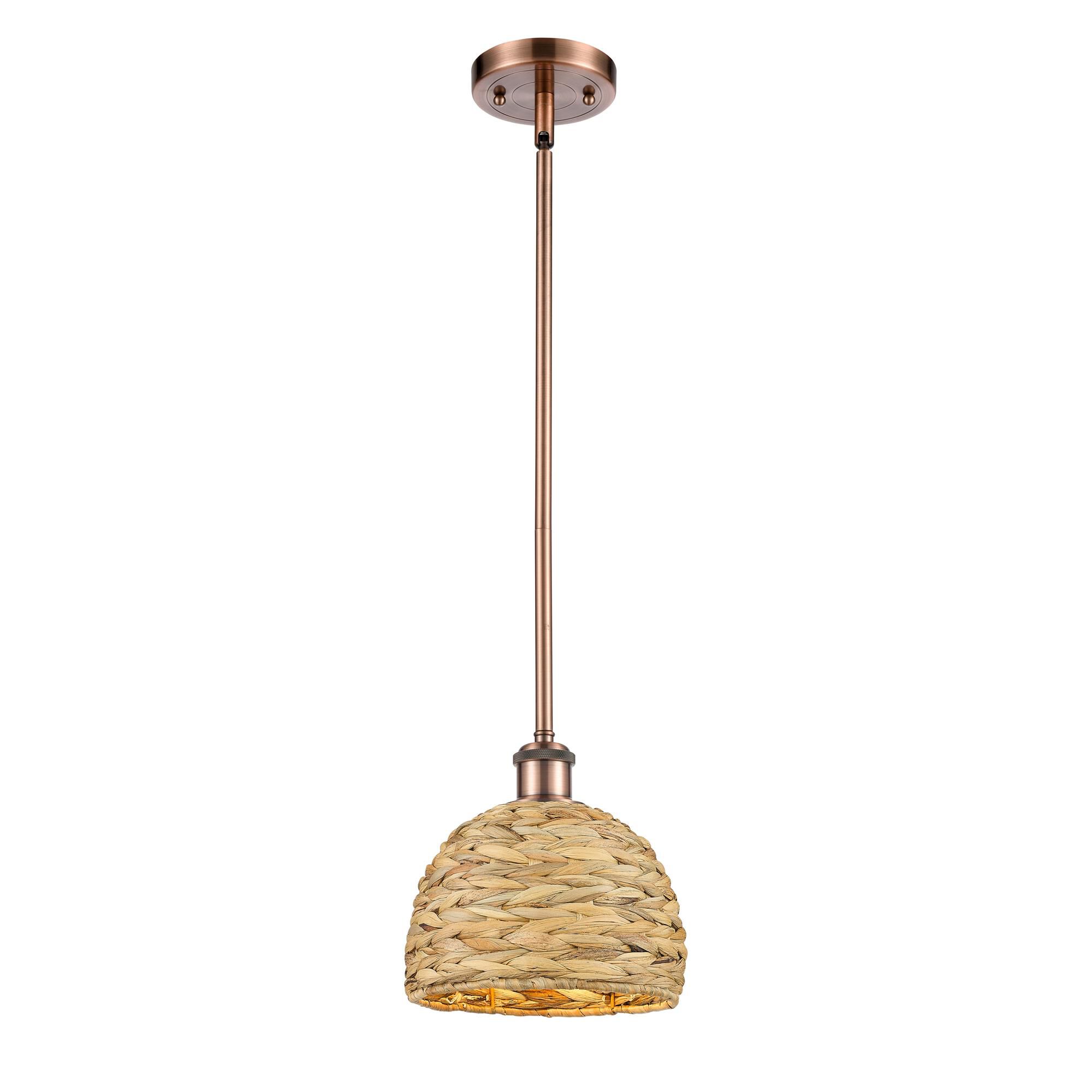 Shown in Antique Copper finish and Natural shade