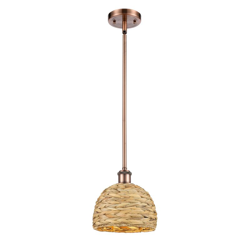 Bruno Marashlian Woven Rattan 8 Inch Mini Pendant by Innovations Lighting