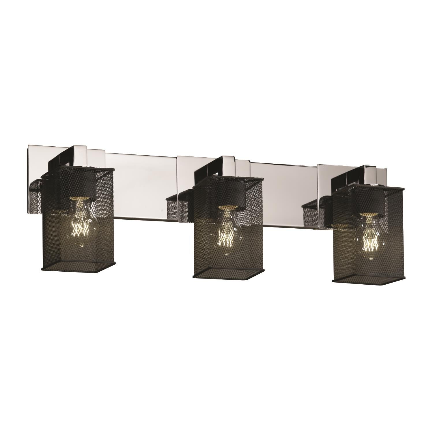 Shown in Brushed Nickel finish and Wire Mesh shade and Square with Flat Rim accent